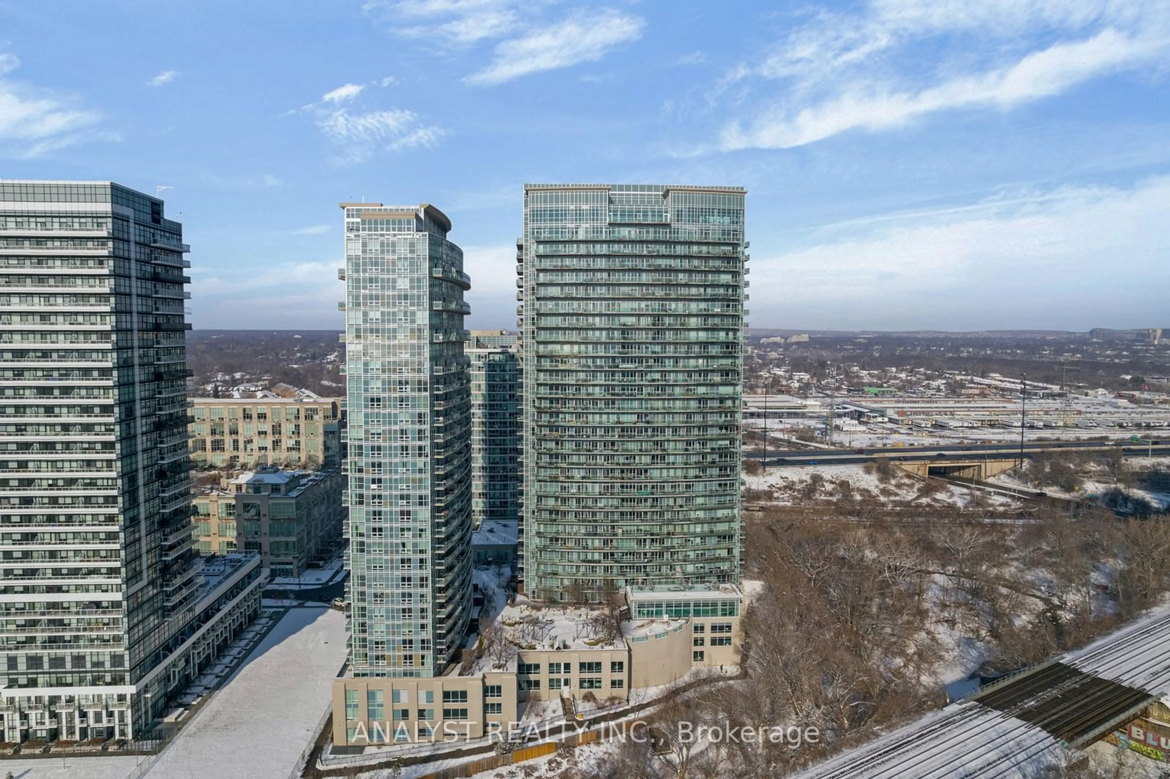 A pic from outside/outdoor area/front of a property/back of a property/a pic from drone, city buildings view from balcony for 165 Legion Rd #2034, Toronto Ontario M8Y 0B3