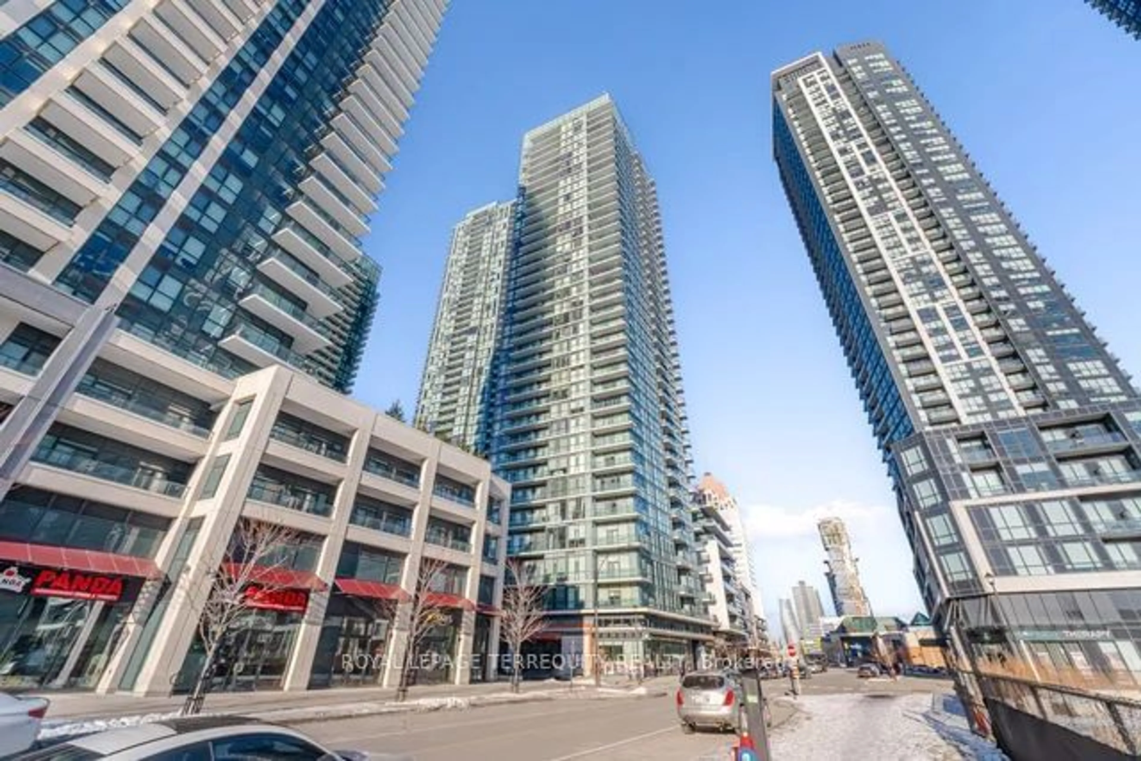 Patio, city buildings view from balcony for 4065 Brickstone Mews #2406, Mississauga Ontario L5B 0G3