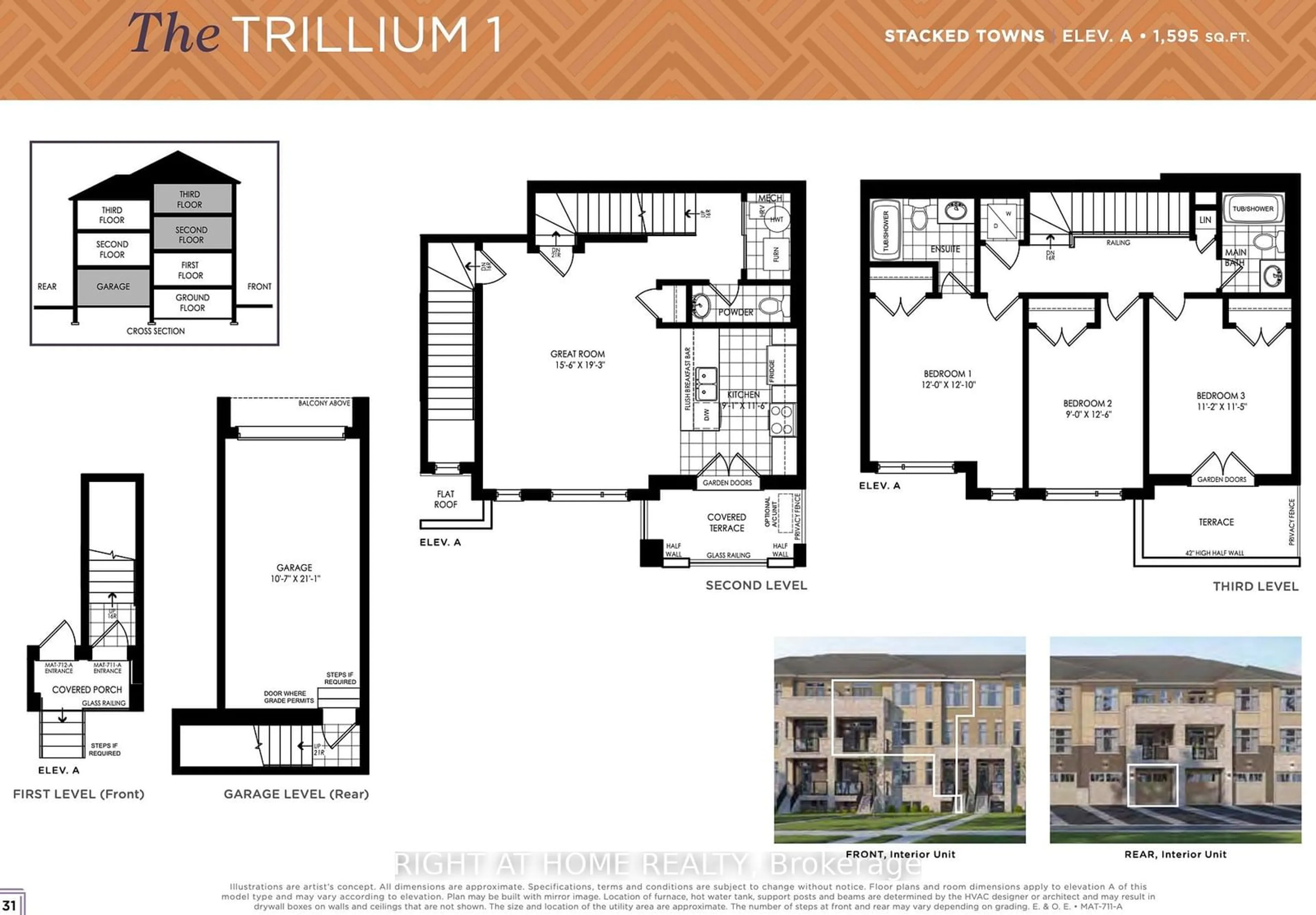 Floor plan for 45 Fieldridge Cres #24, Brampton Ontario L6R 4G6