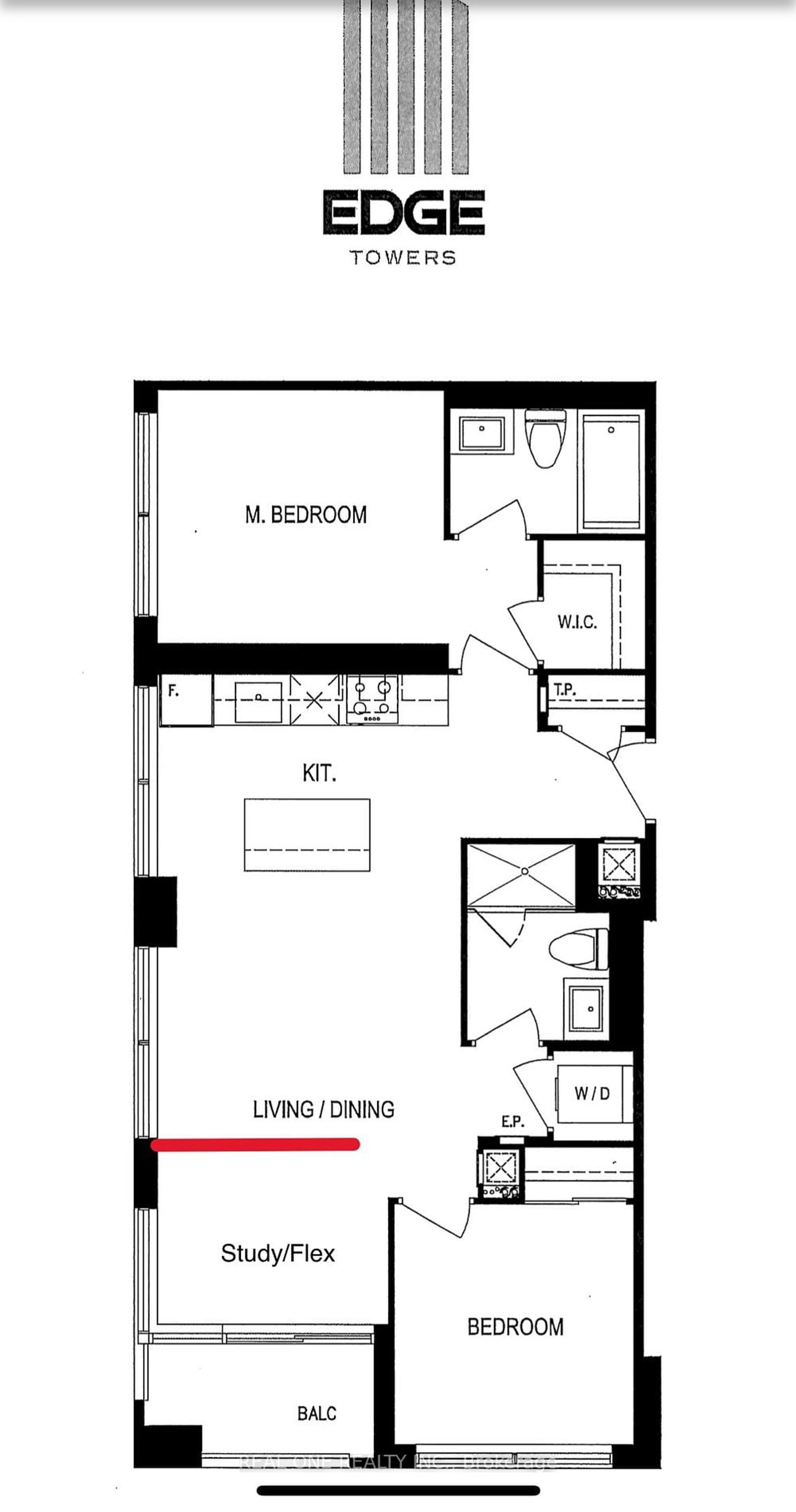 Floor plan for 36 Elm Dr #3008, Mississauga Ontario L5B 0N3