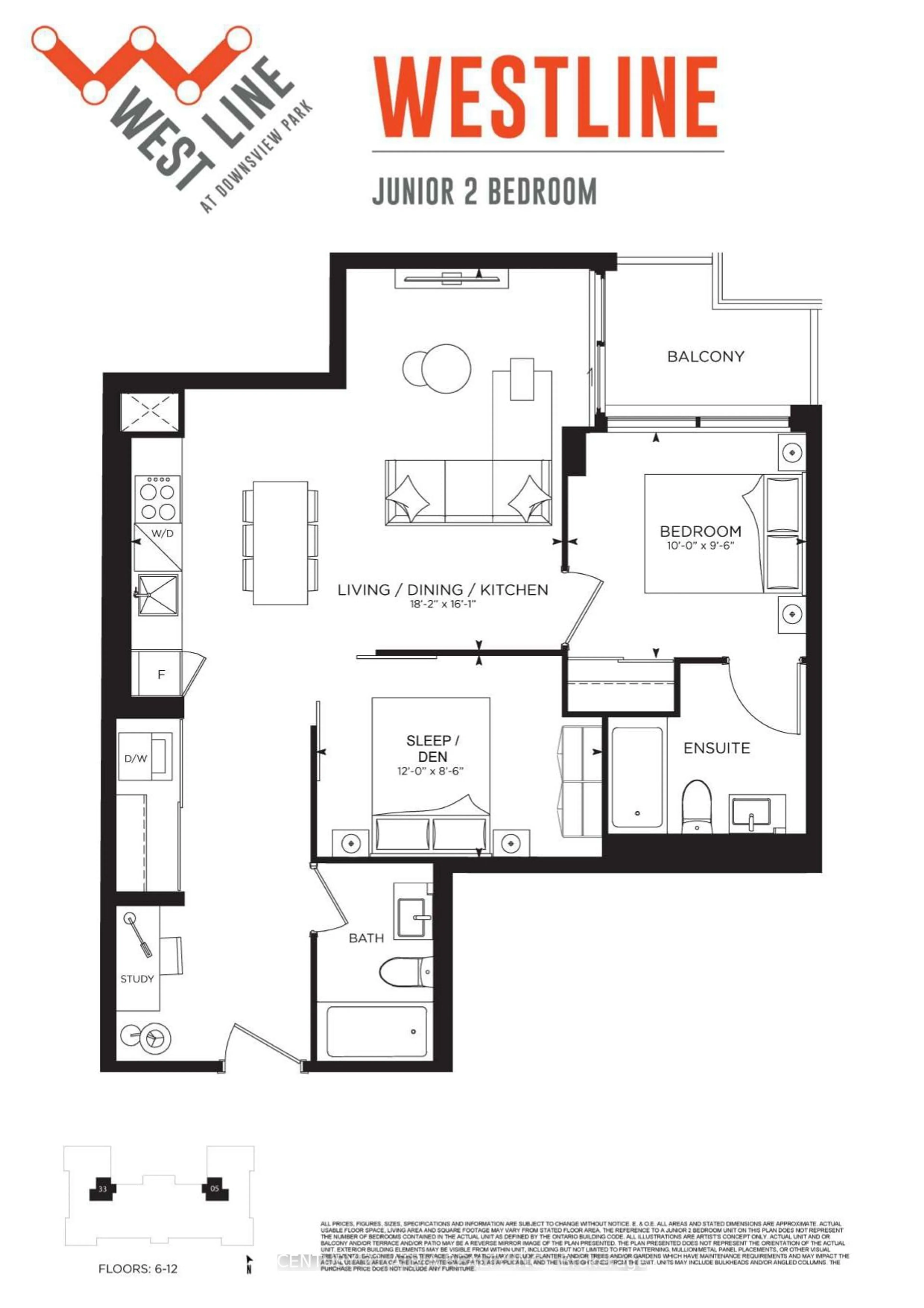 Floor plan for 1100 Sheppard Ave #1105, Toronto Ontario M3K 0E4