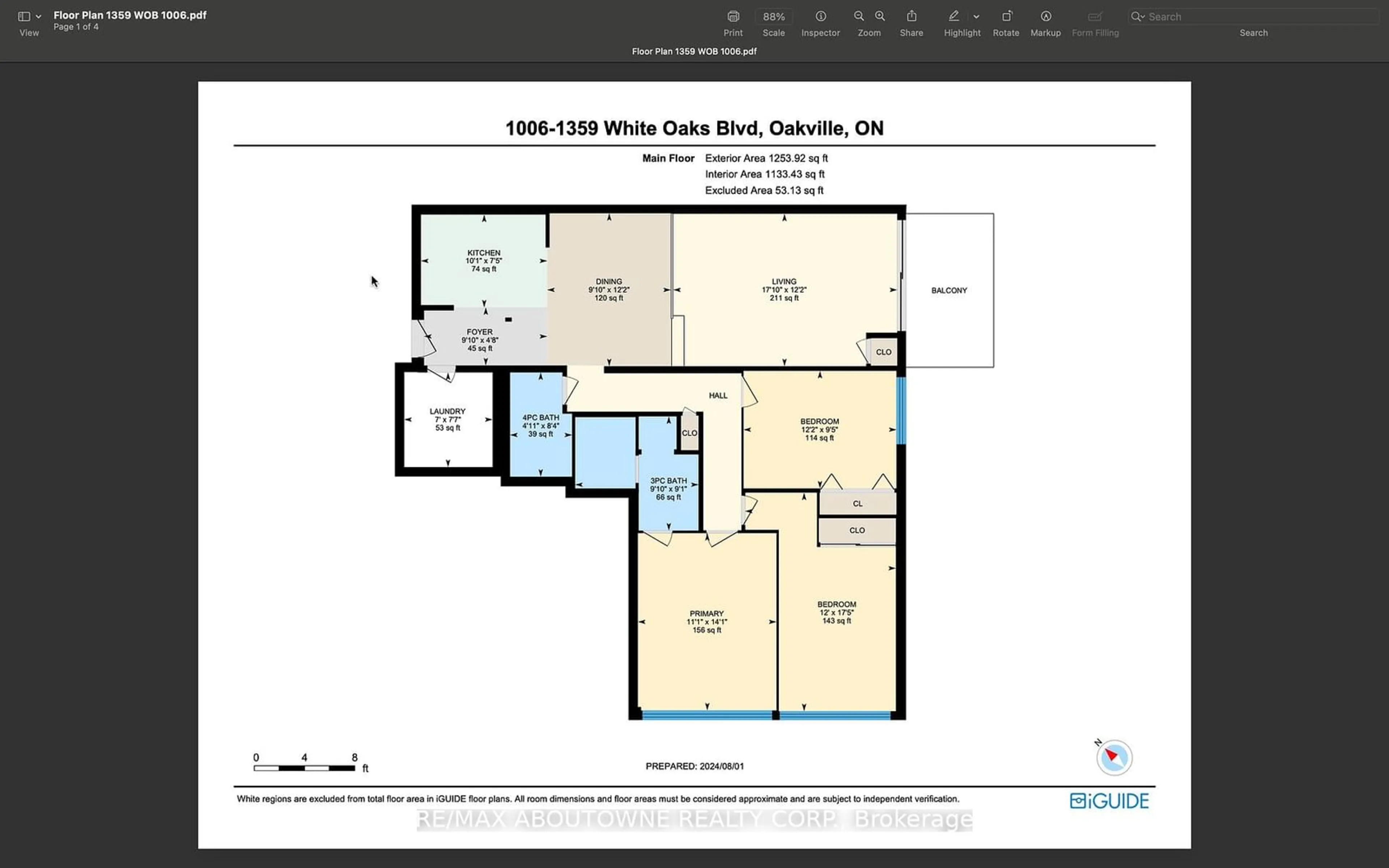 Floor plan for 1359 White Oaks Blvd #1006, Oakville Ontario L6H 2R8