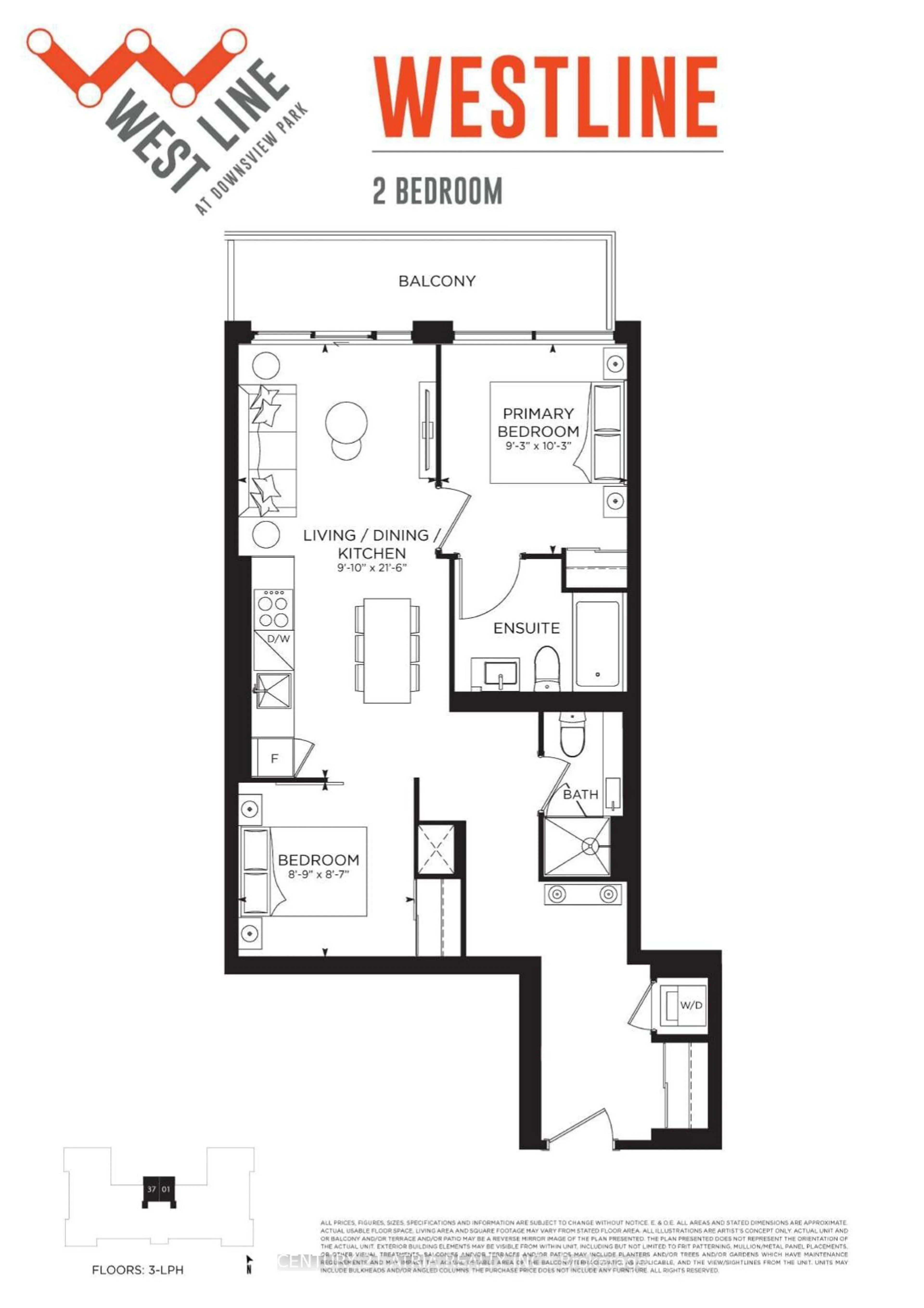 Floor plan for 1100 Sheppard Ave #1501, Toronto Ontario M3K 0E4