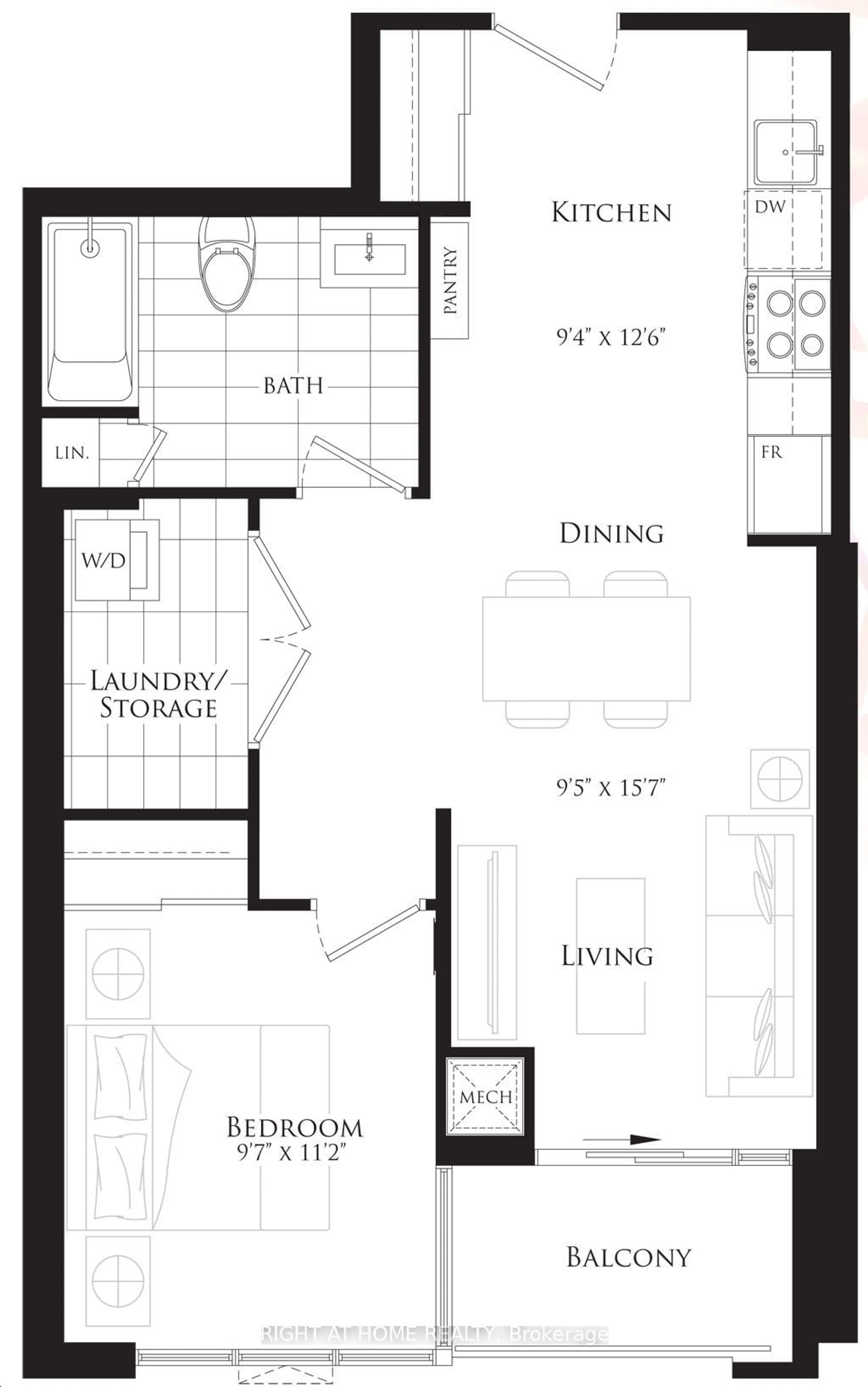 Floor plan for 15 Lynch St #1407, Brampton Ontario L6W 0C7