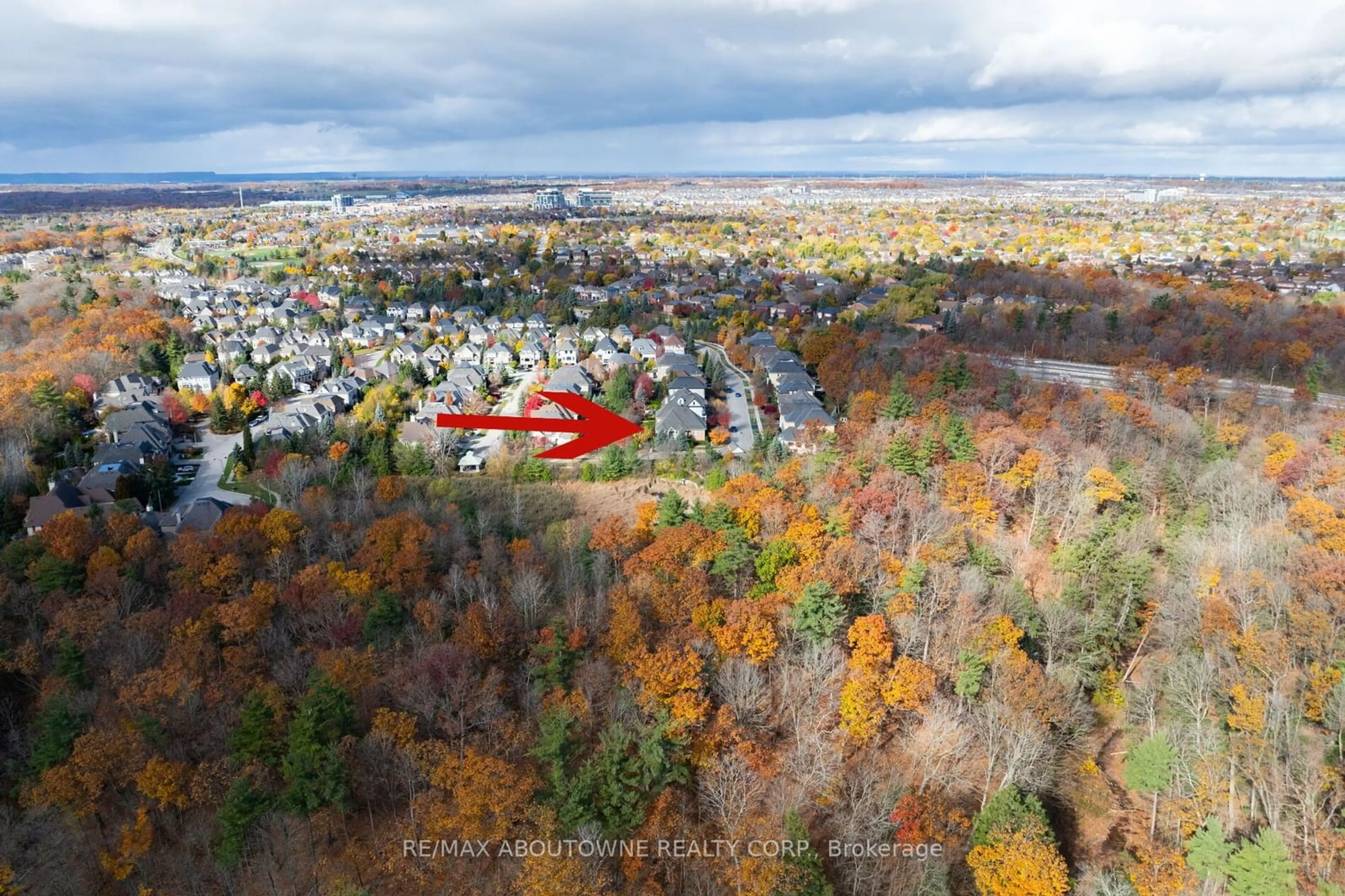 A pic from outside/outdoor area/front of a property/back of a property/a pic from drone, forest/trees view for 2184 Providence Rd, Oakville Ontario L6H 6Z2