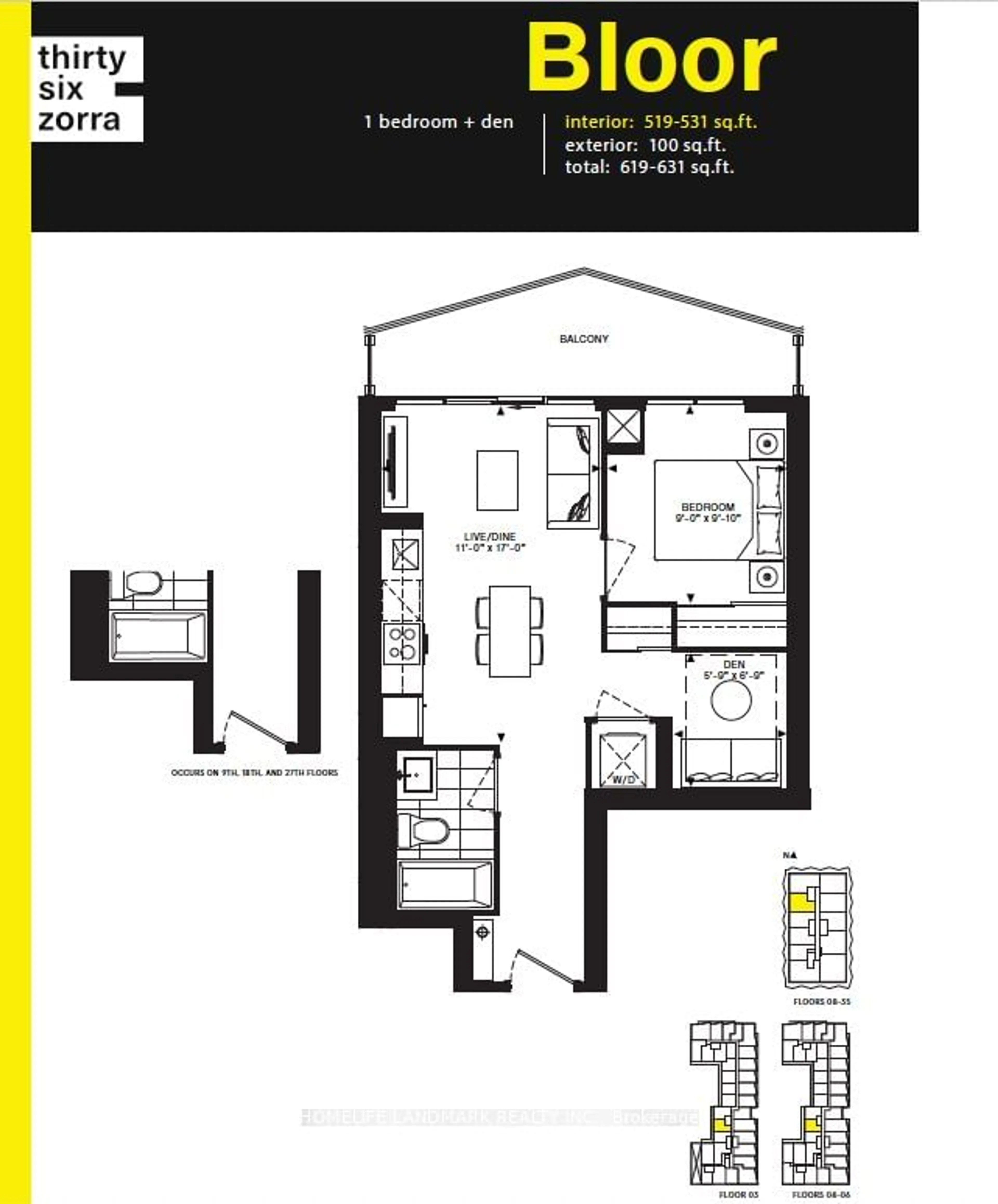 Floor plan for 36 Zorra St #2002, Toronto Ontario M8Z 0G5