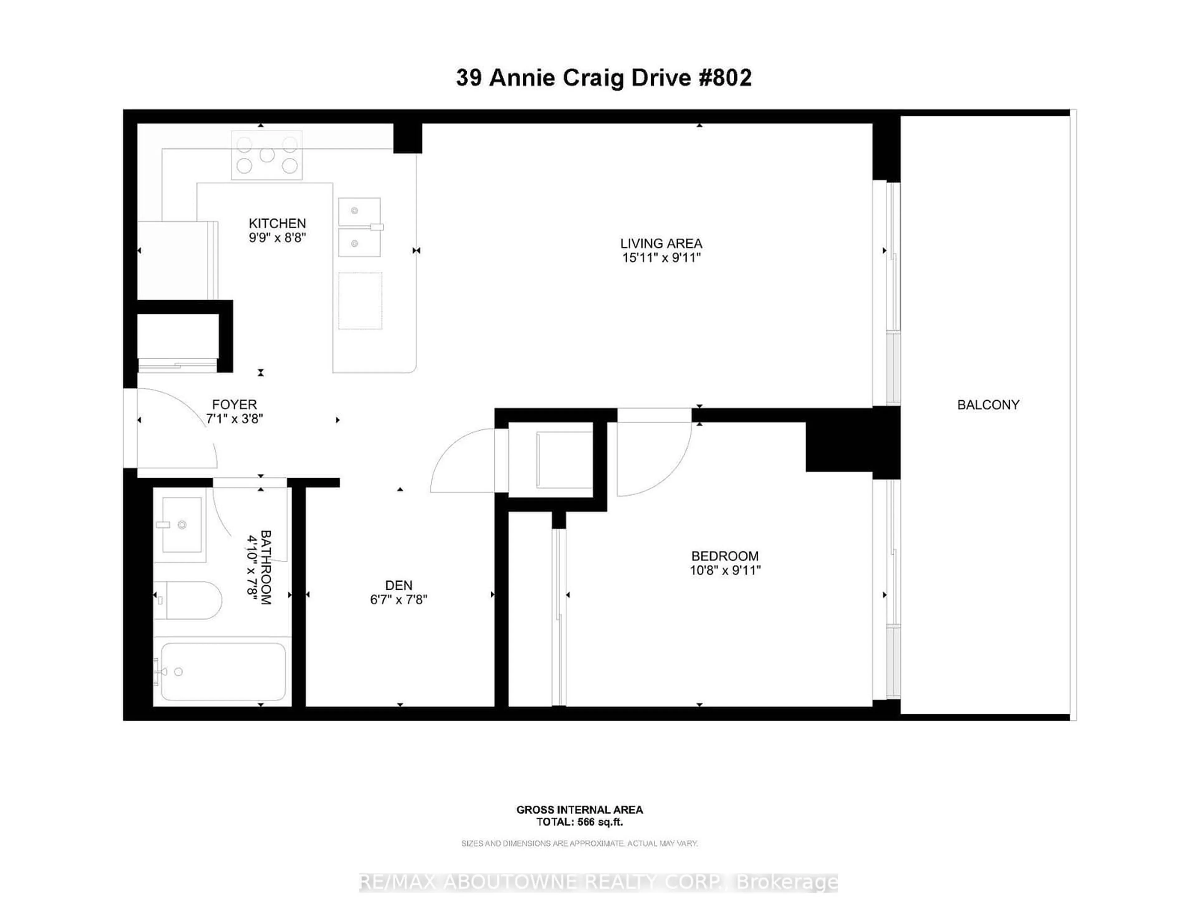 Floor plan for 39 Annie Craig Dr #802, Toronto Ontario M8V 0H1