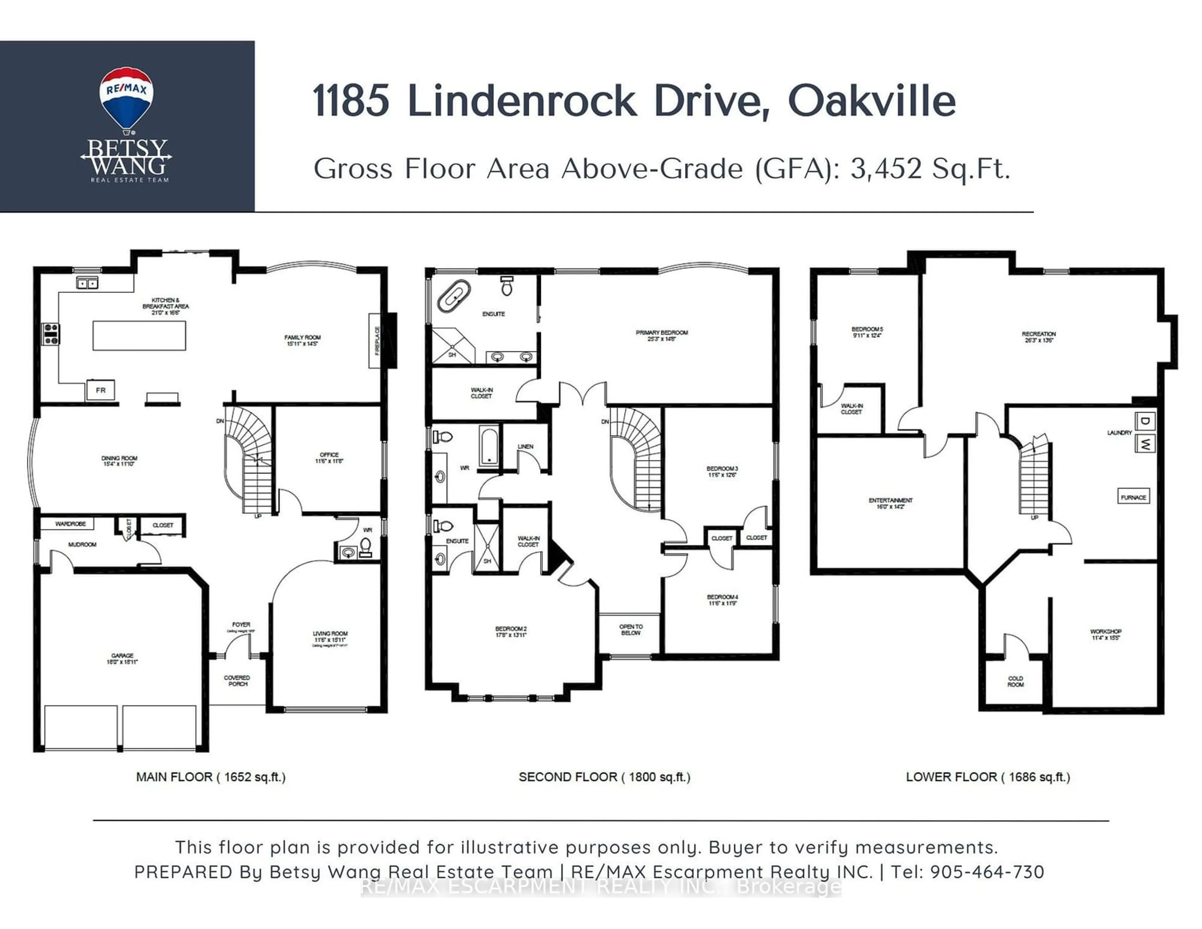 Floor plan for 1185 Lindenrock Dr, Oakville Ontario L6H 6T5