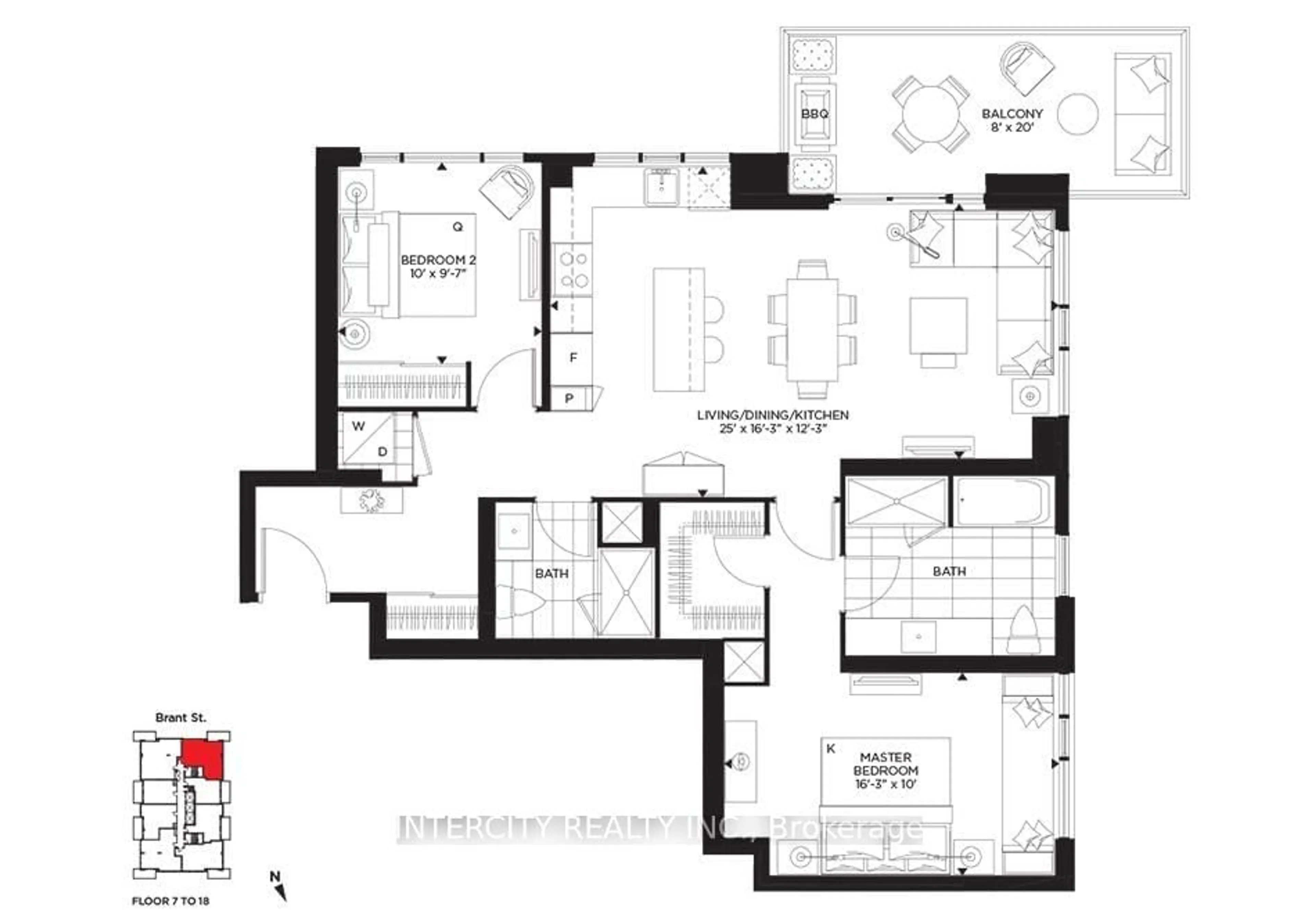 Floor plan for 2007 James St #1307, Burlington Ontario L7R 0G7