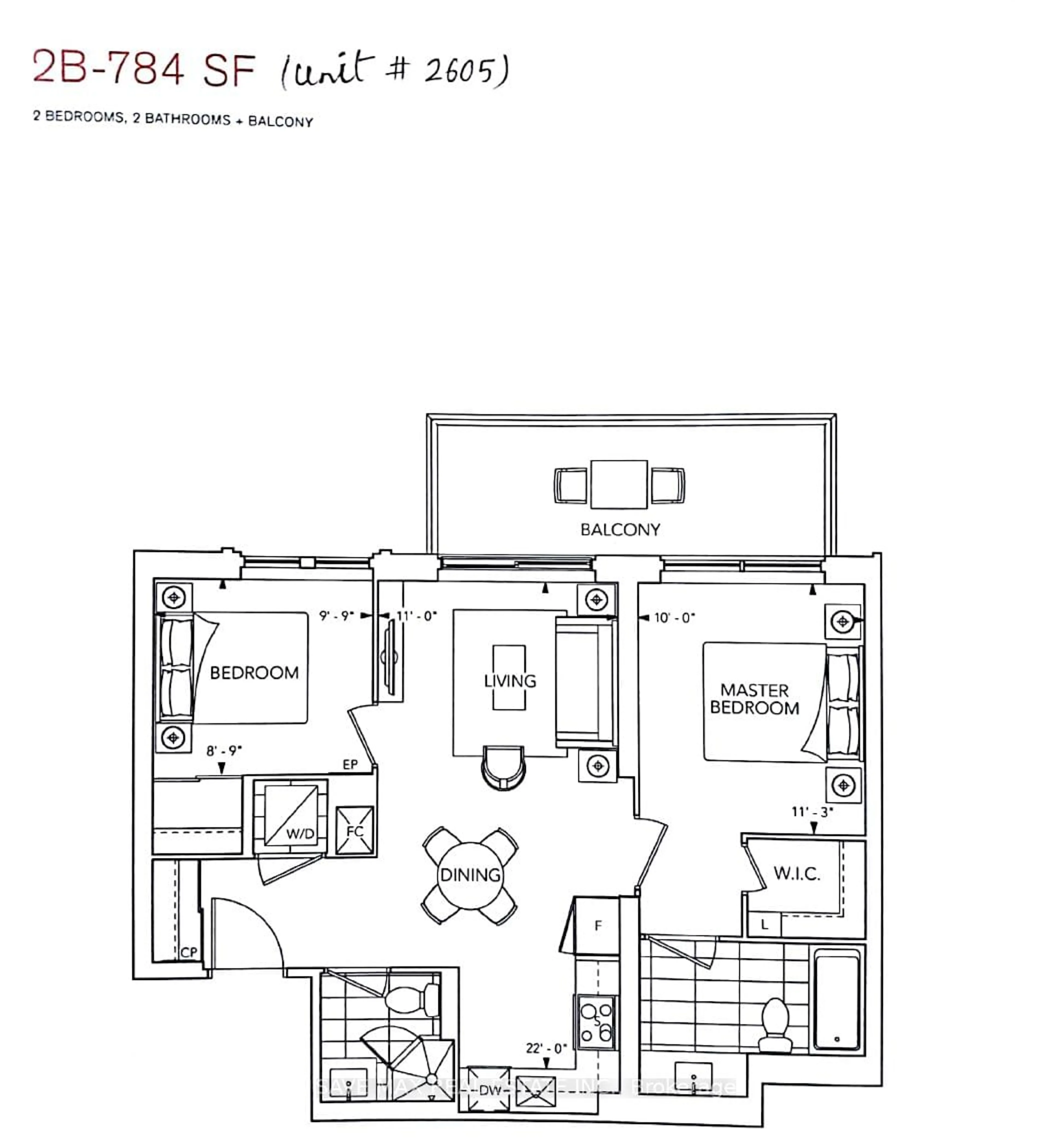 Floor plan for 10 Eva Rd #2605, Toronto Ontario M9C 0B3