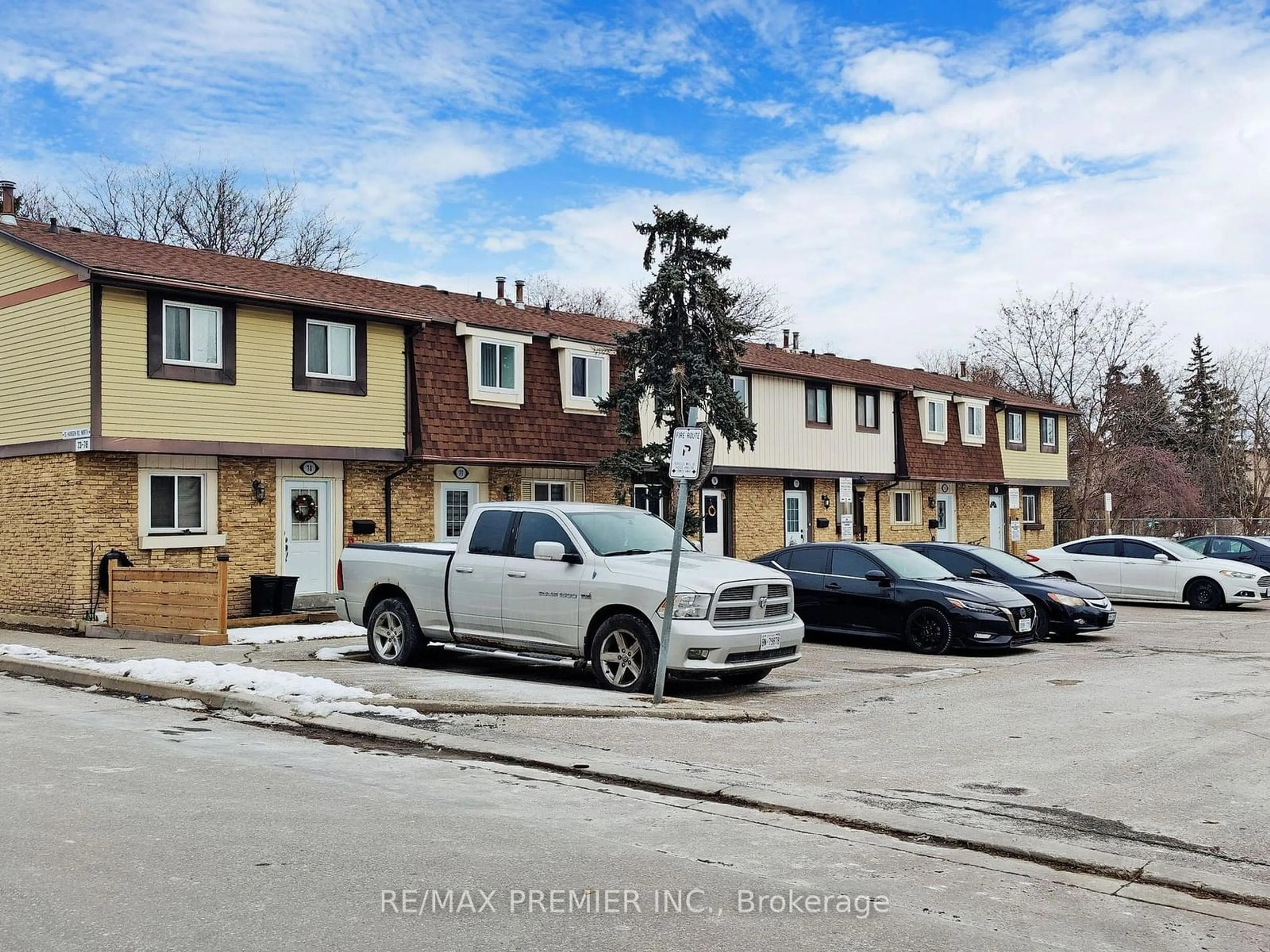 A pic from outside/outdoor area/front of a property/back of a property/a pic from drone, street for 93 Hansen Rd #77, Brampton Ontario L6V 3C8