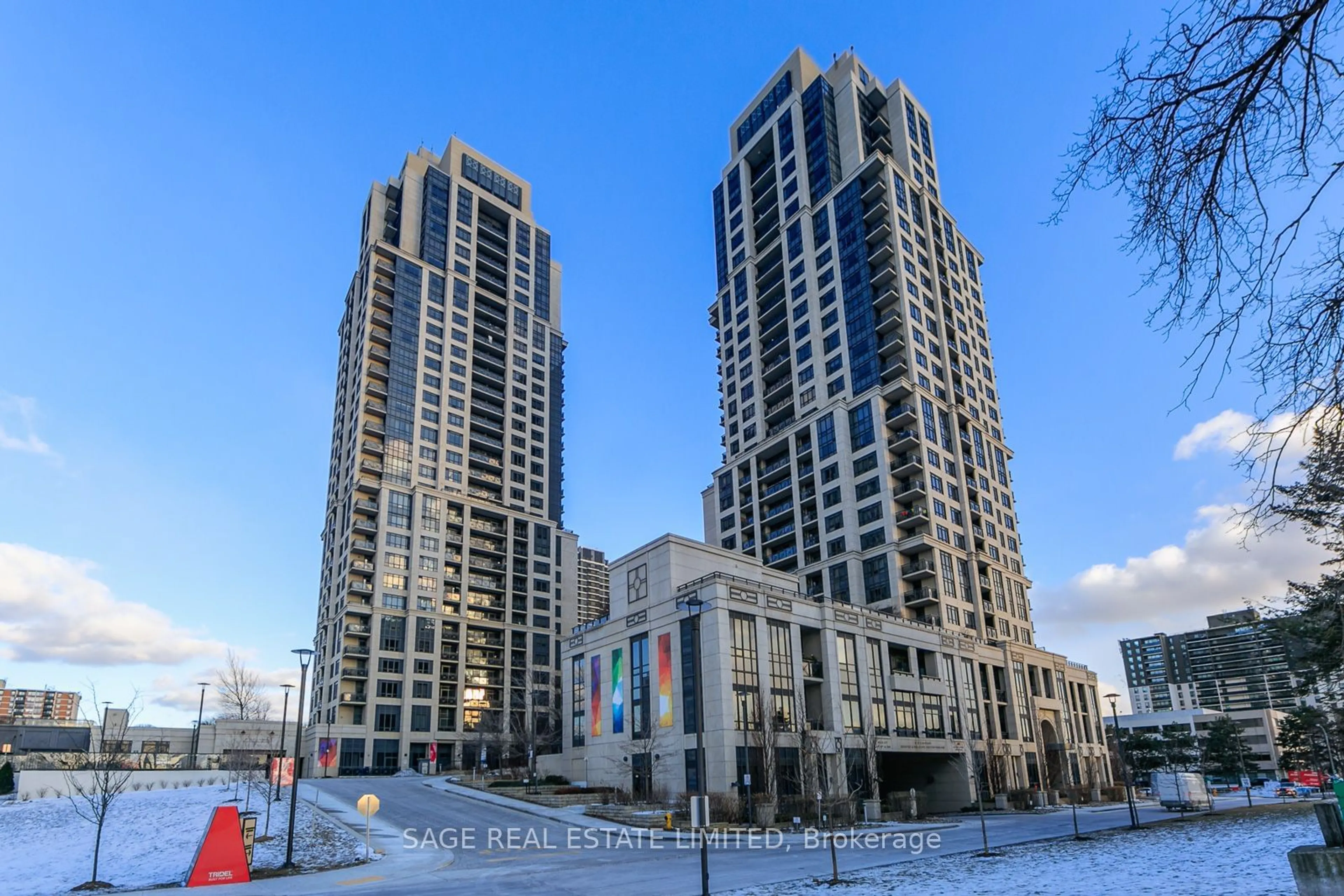 A pic from outside/outdoor area/front of a property/back of a property/a pic from drone, city buildings view from balcony for 6 Eva Rd #409, Toronto Ontario M9C 0B1