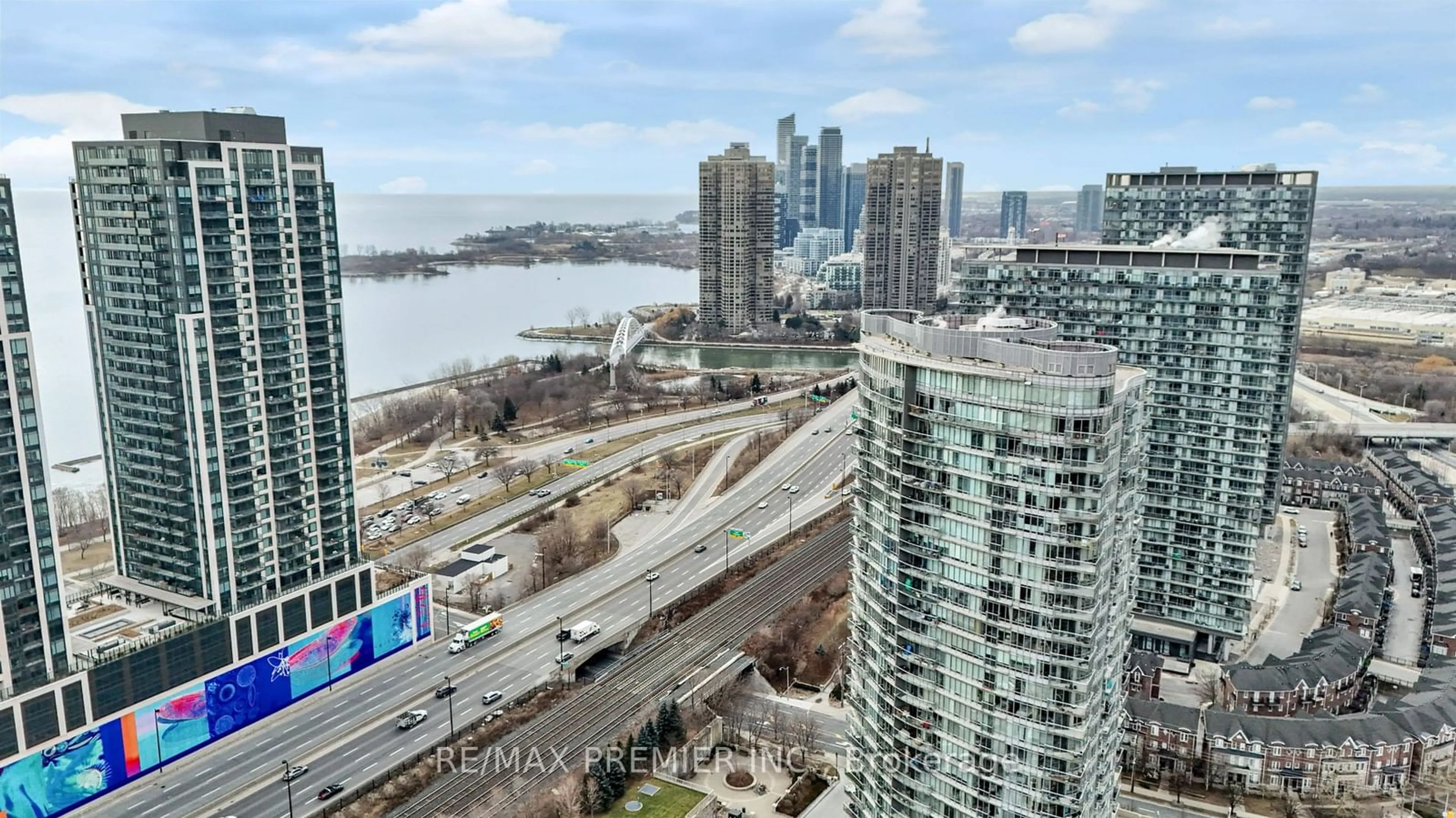 A pic from outside/outdoor area/front of a property/back of a property/a pic from drone, city buildings view from balcony for 15 Windermere Ave #2309, Toronto Ontario M6S 5A2