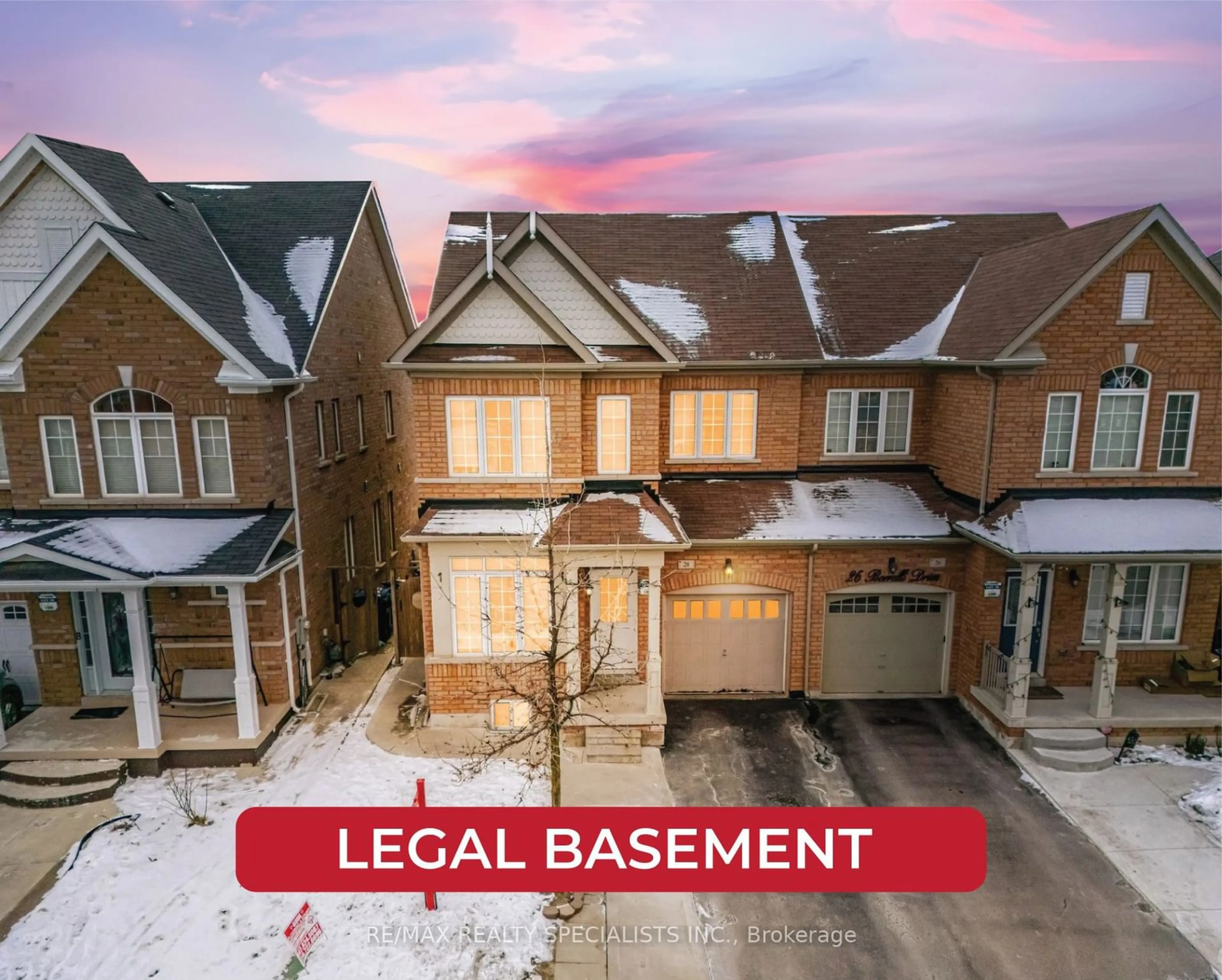 A pic from outside/outdoor area/front of a property/back of a property/a pic from drone, street for 28 Borrelli Dr, Brampton Ontario L6Y 0B7