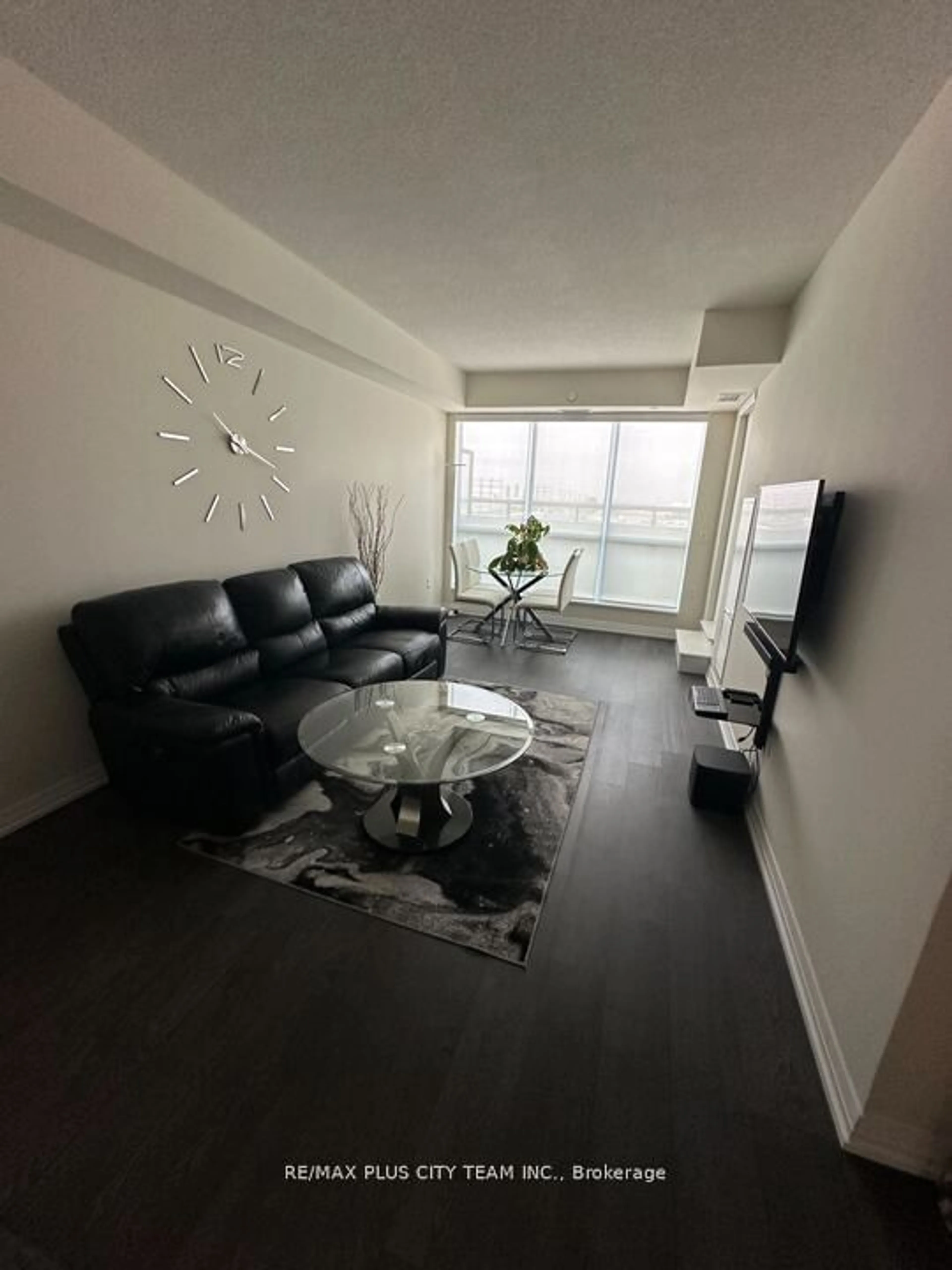 Living room with furniture, unknown for 50 Thomas Riley Rd #408, Toronto Ontario M9B 0C5