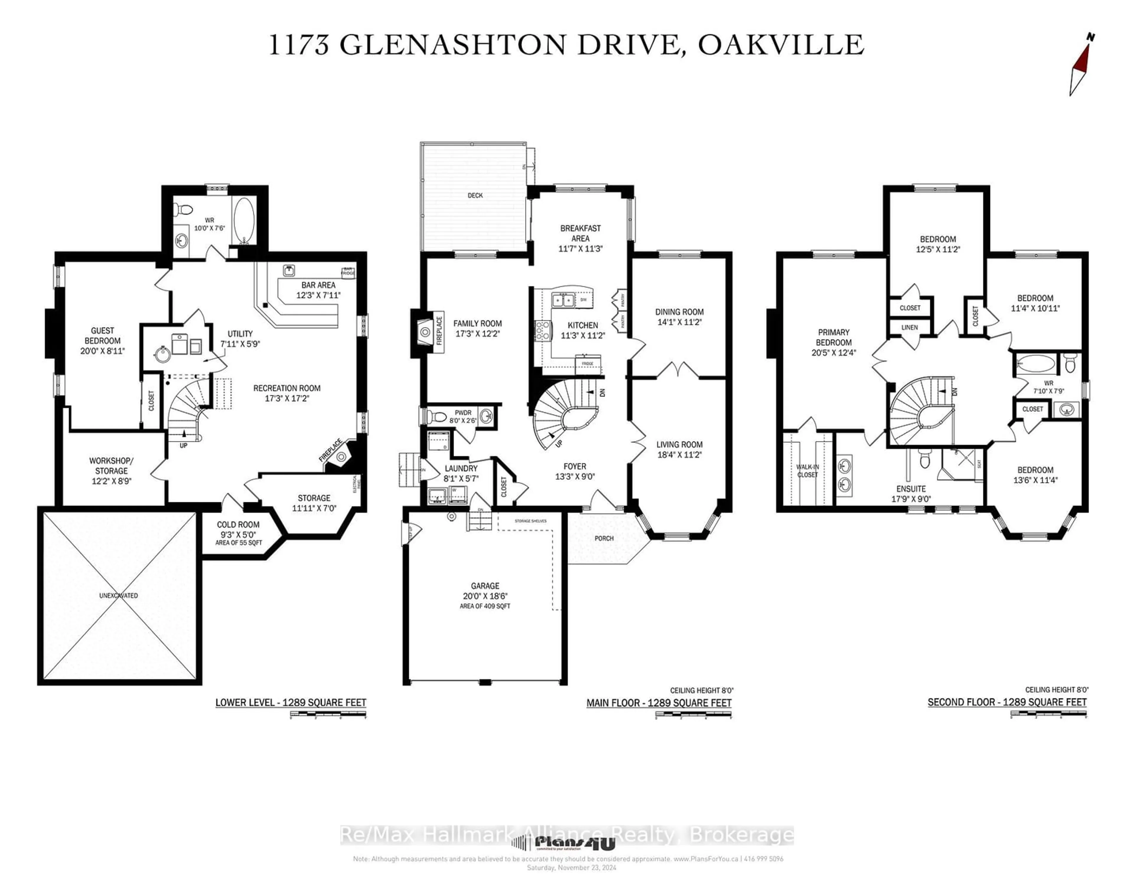 Floor plan for 1173 Glenashton Dr, Oakville Ontario L6H 5L7