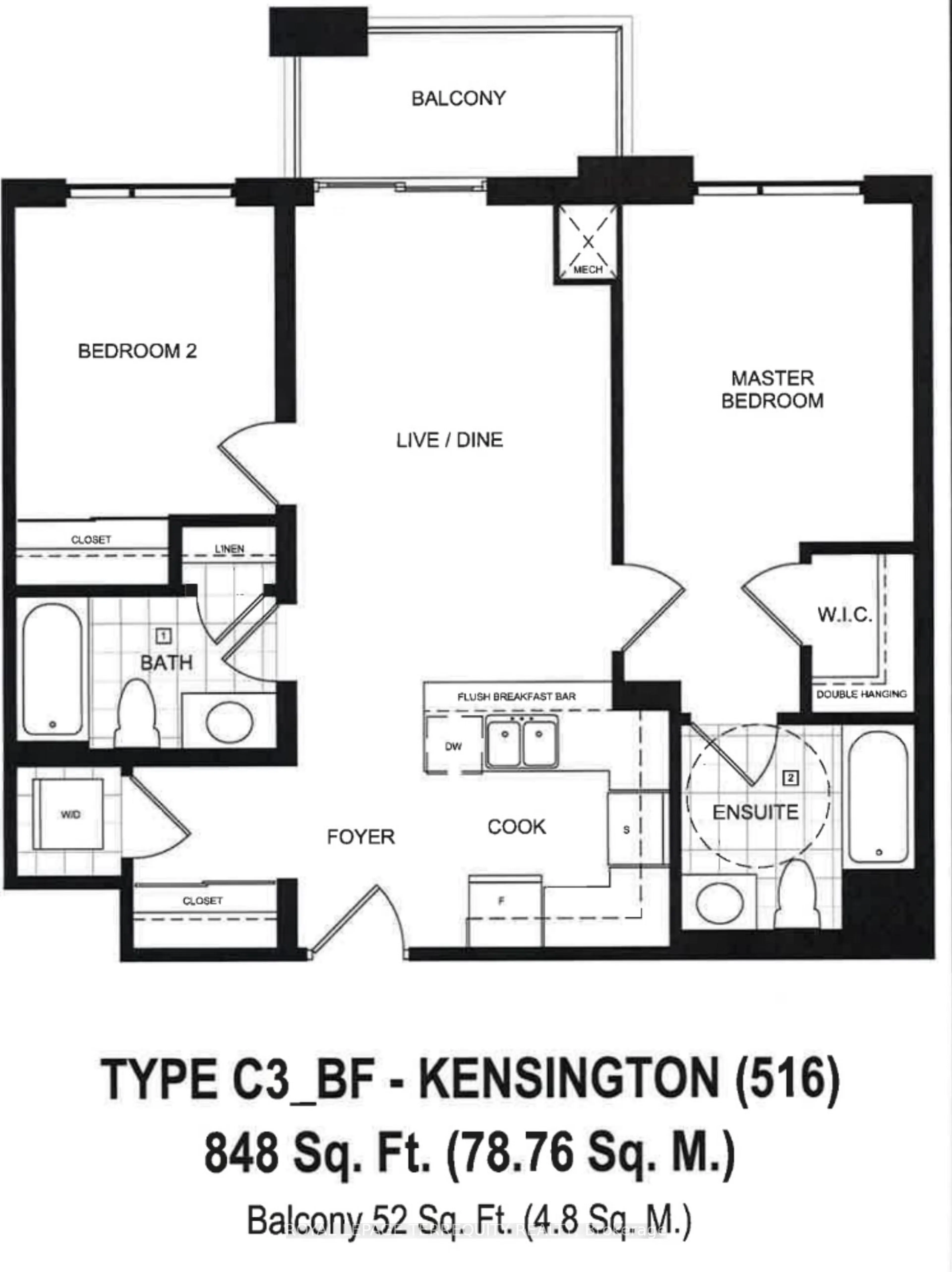 Floor plan for 128 Grovewood Common #516, Oakville Ontario L6H 0X3