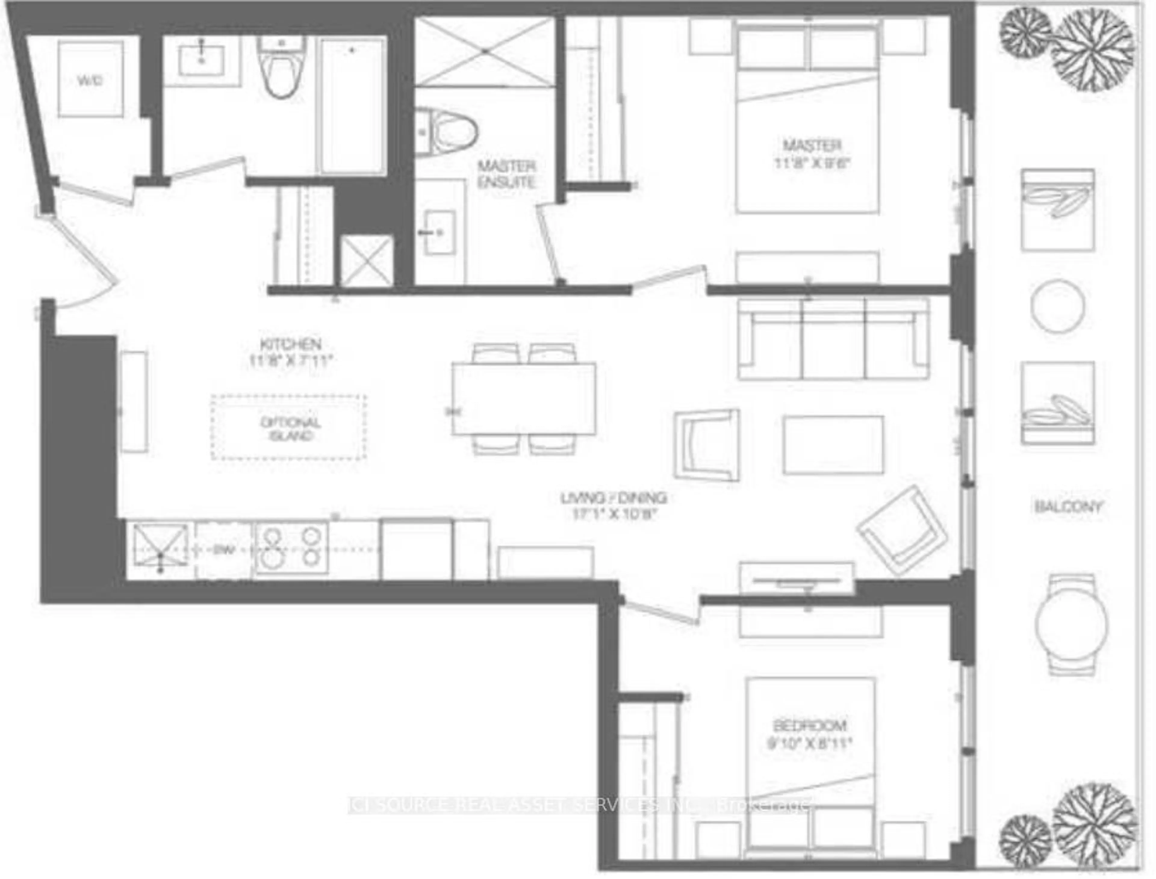 Floor plan for 20 Brin Dr #1306, Toronto Ontario M8X 0B2