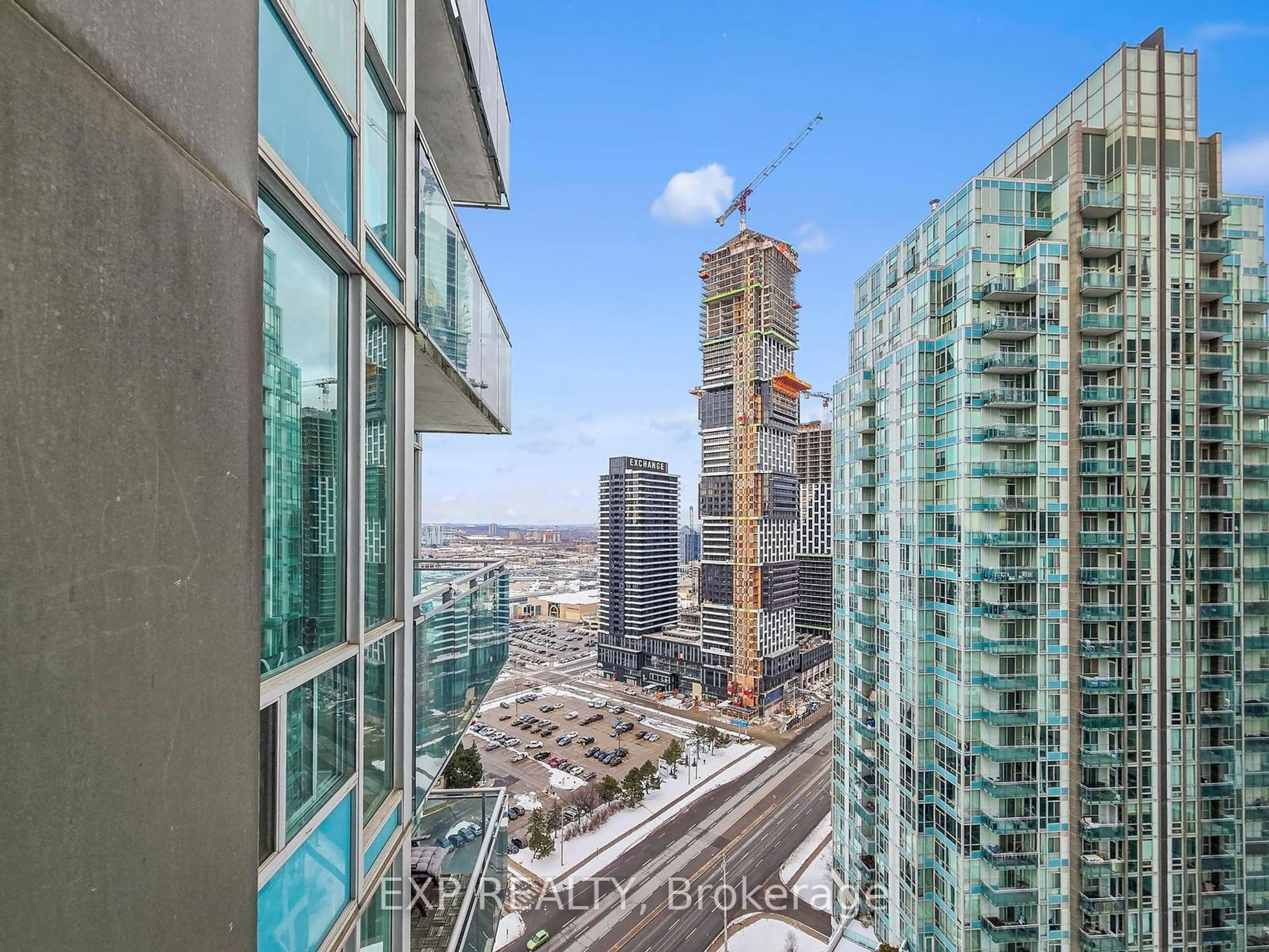 Balcony in the apartment, city buildings view from balcony for 3939 DUKE OF YORK Blvd #2605, Mississauga Ontario L5B 4N2