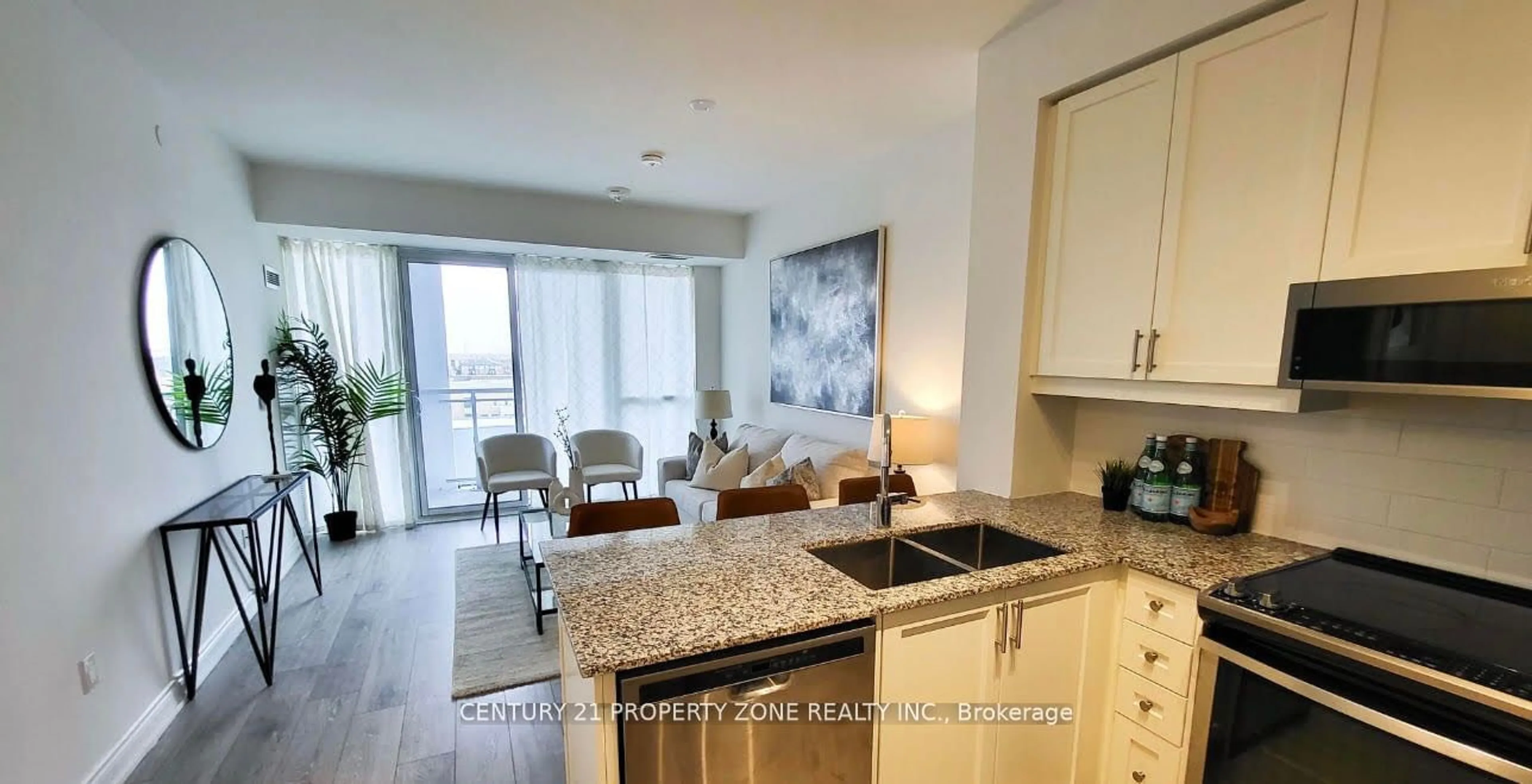 Open concept kitchen, ceramic/tile floor for 1050 Main St #705, Milton Ontario L9T 5H7