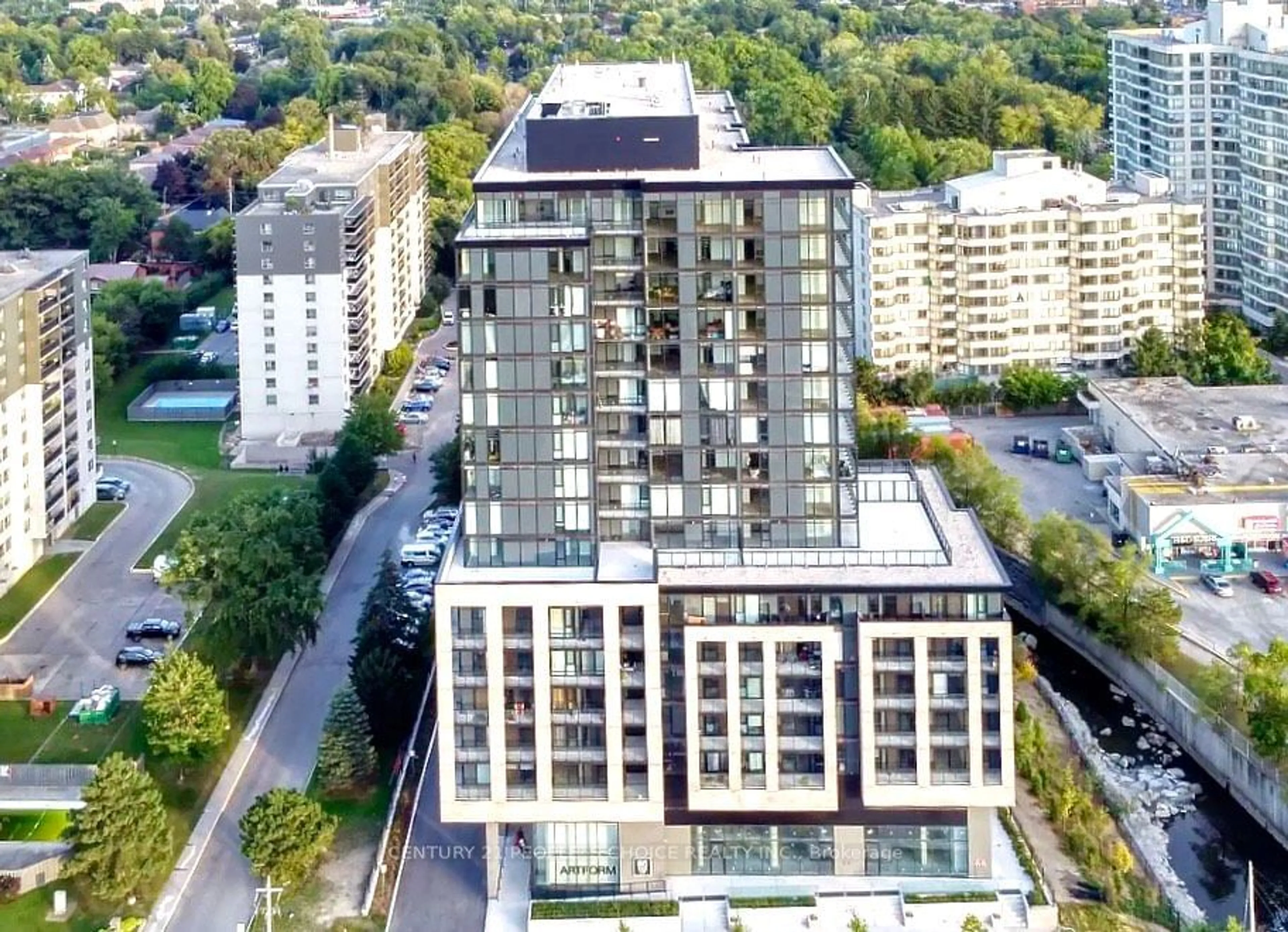 A pic from outside/outdoor area/front of a property/back of a property/a pic from drone, city buildings view from balcony for 86 Dundas St #303, Mississauga Ontario L5A 1W4