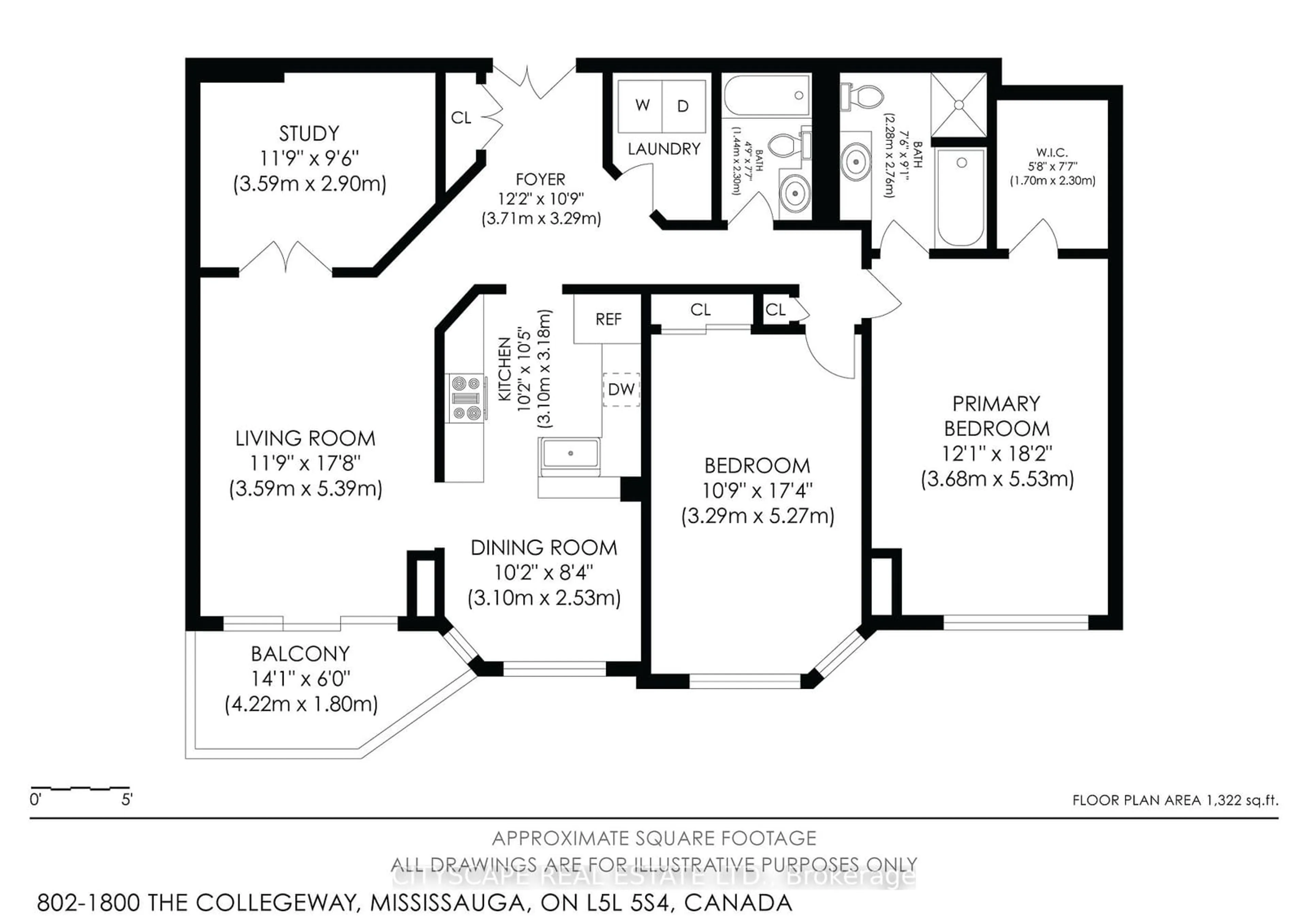 Floor plan for 1800 The Collegeway #802, Mississauga Ontario L5L 5S4