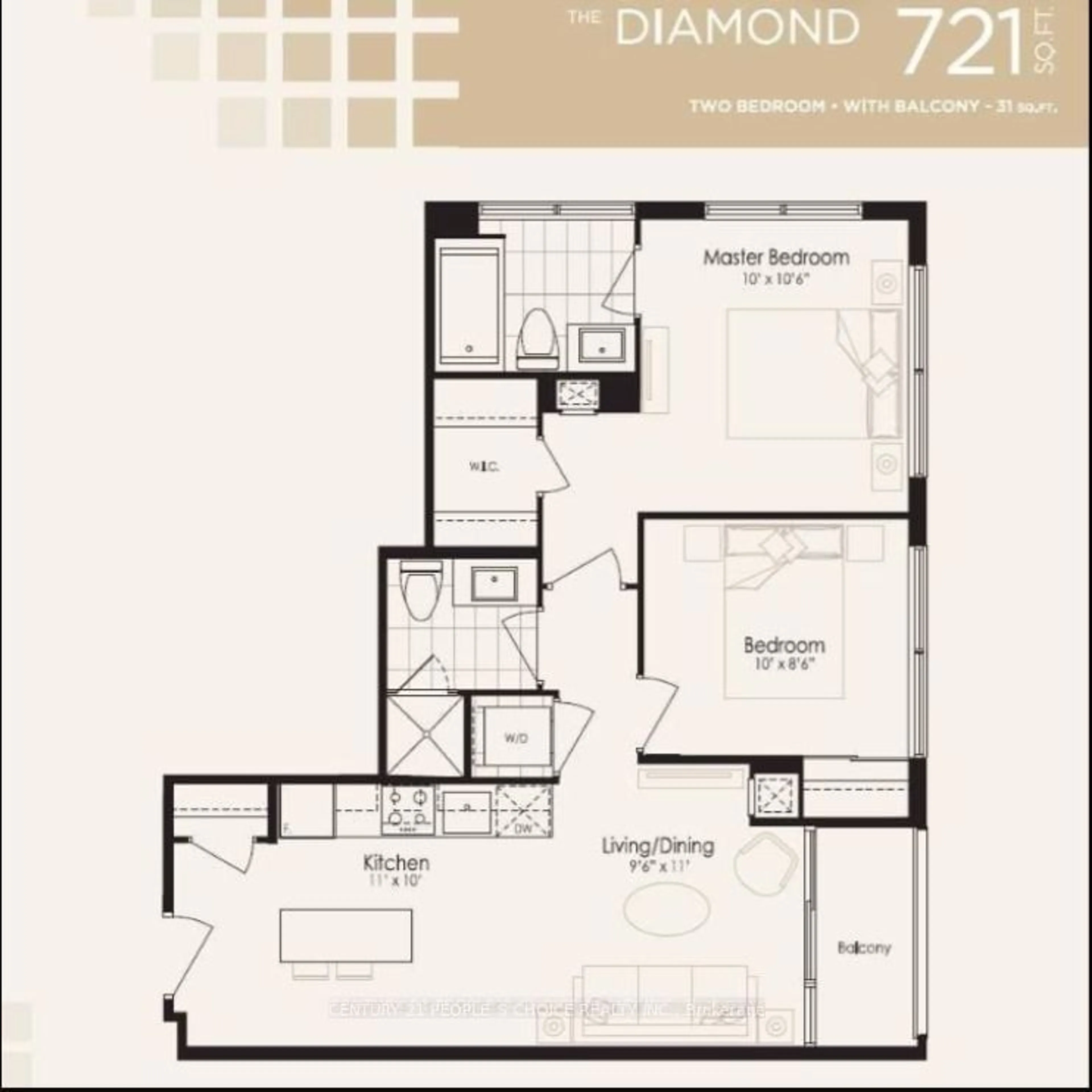 Floor plan for 30 Elm Dr #1102, Mississauga Ontario L5B 1L9