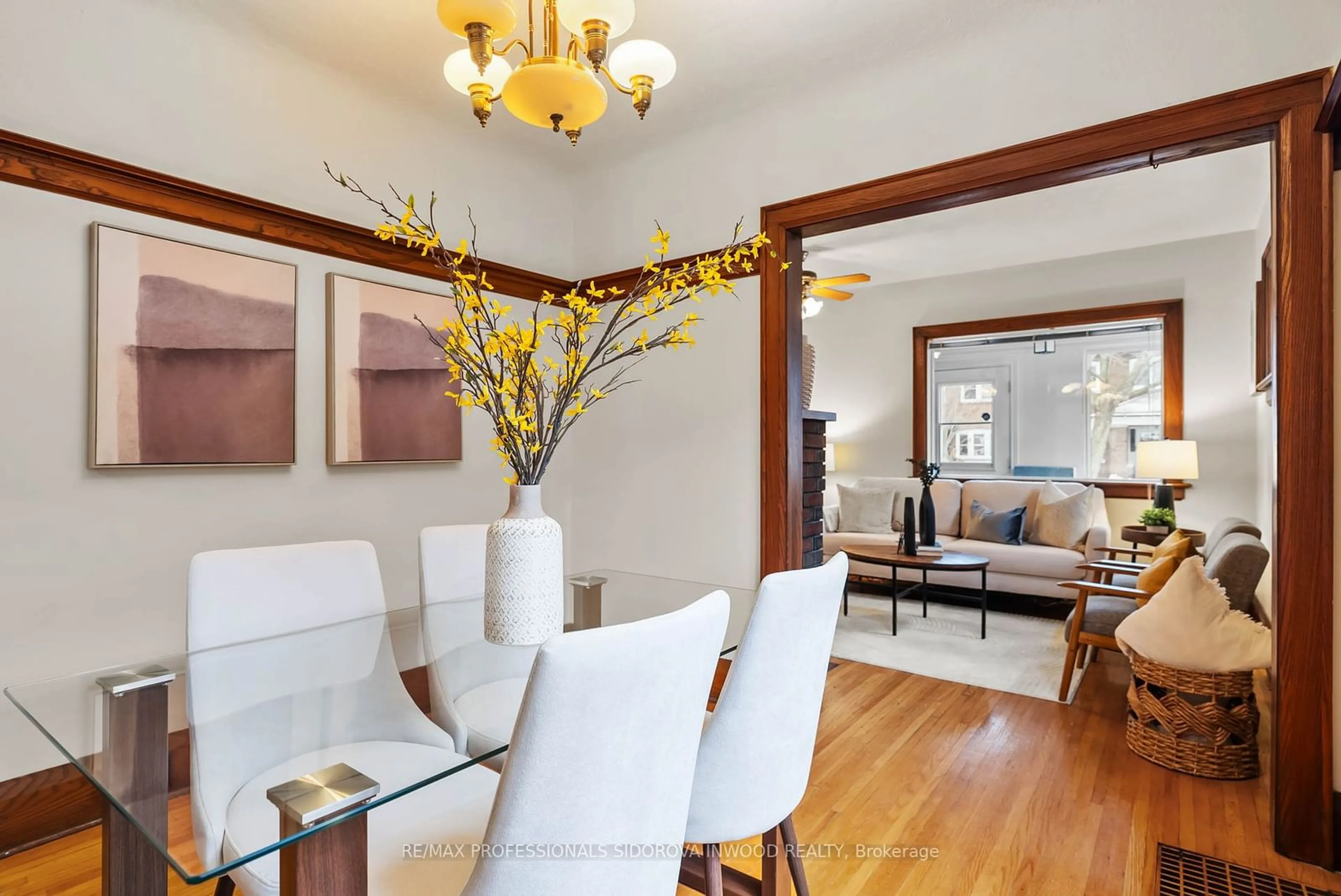 Dining room, wood/laminate floor for 582 Willard Ave, Toronto Ontario M6S 3S2