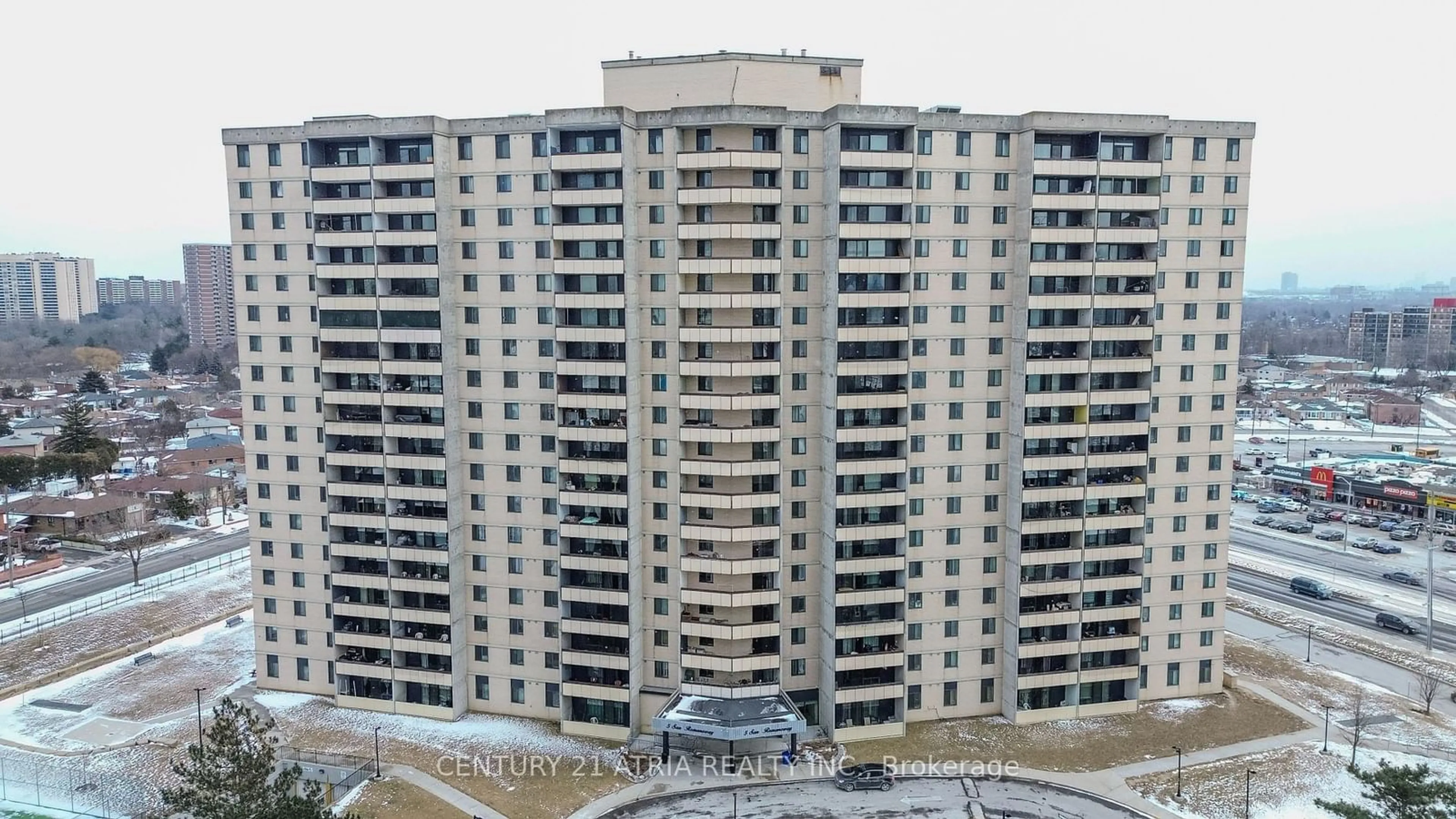 A pic from outside/outdoor area/front of a property/back of a property/a pic from drone, city buildings view from balcony for 5 San Romano Way #1207, Toronto Ontario M3N 2Y4