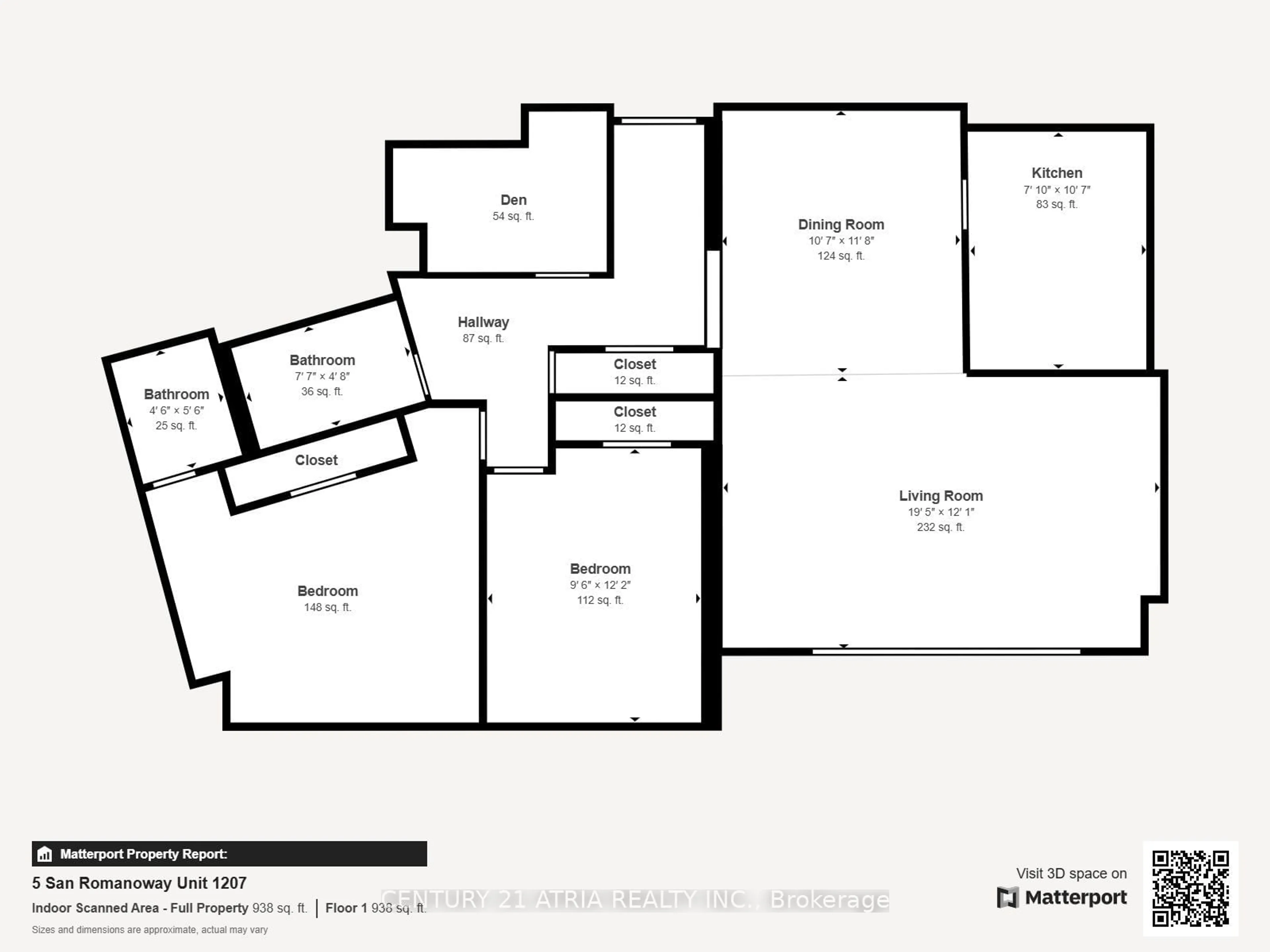 Floor plan for 5 San Romano Way #1207, Toronto Ontario M3N 2Y4