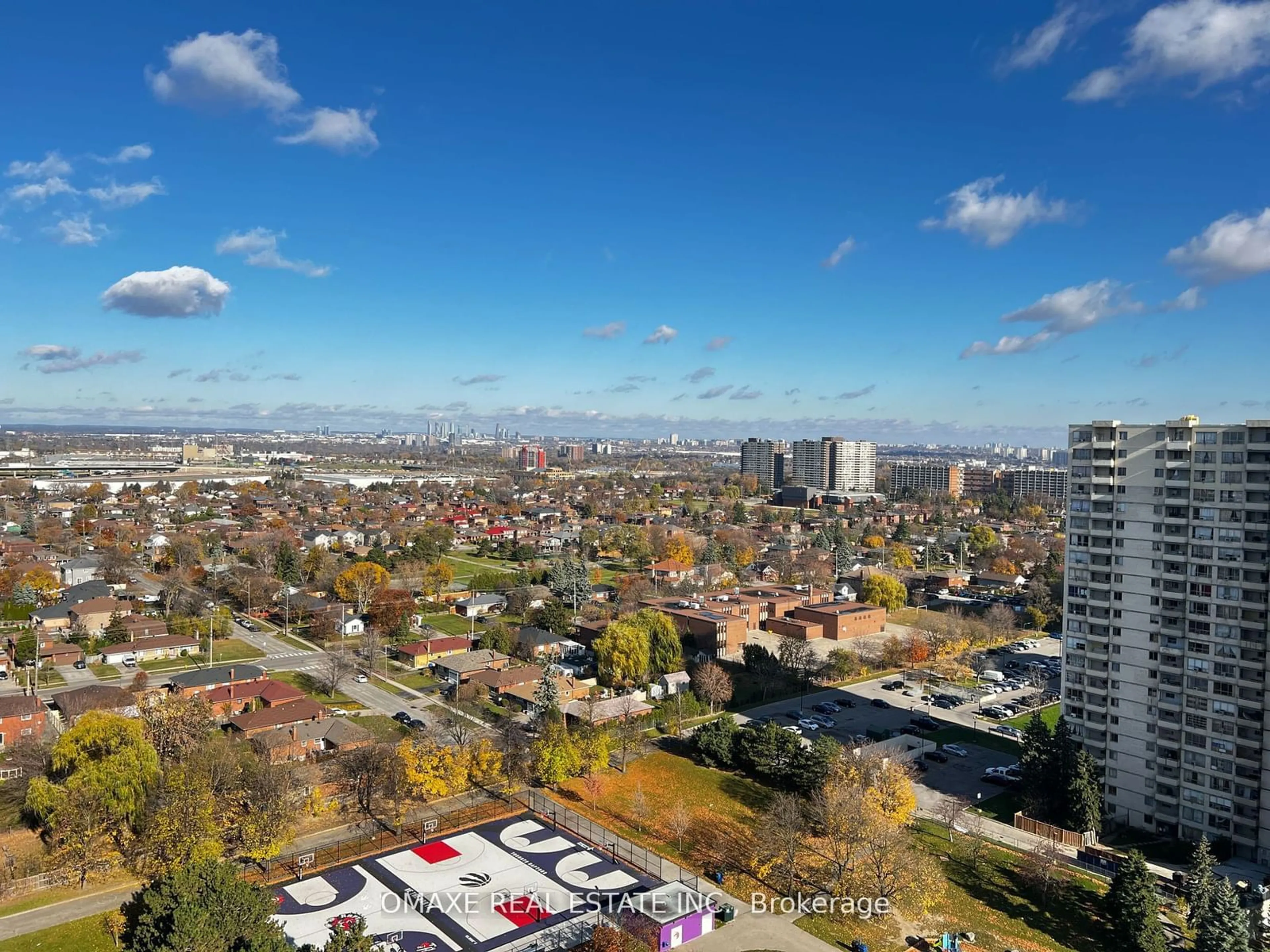 A pic from outside/outdoor area/front of a property/back of a property/a pic from drone, city buildings view from balcony for 370 Dixon Rd #2212, Toronto Ontario M9R 1T2