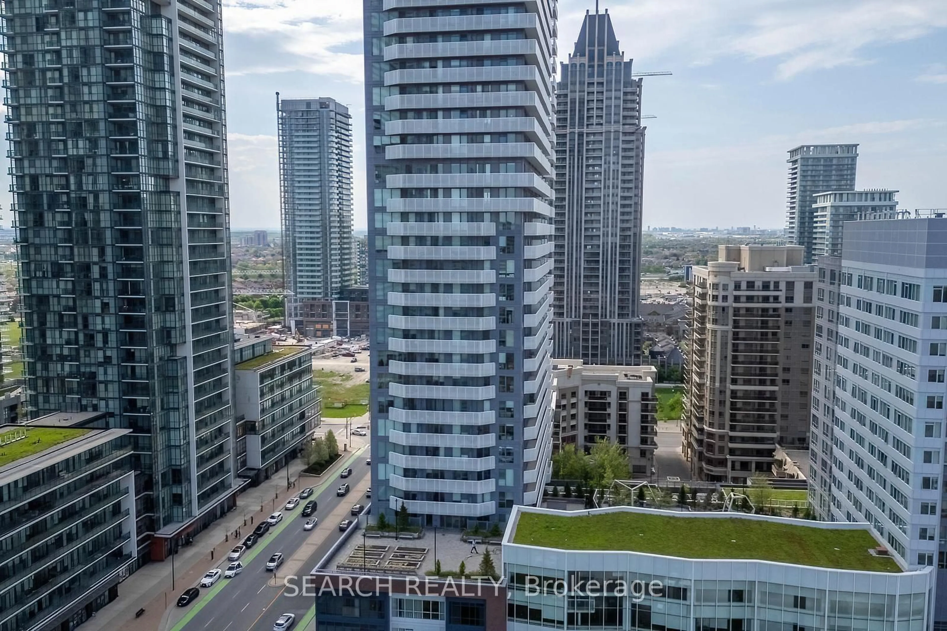 A pic from outside/outdoor area/front of a property/back of a property/a pic from drone, city buildings view from balcony for 4065 Confederation Pkwy #4212, Mississauga Ontario L5B 0L4