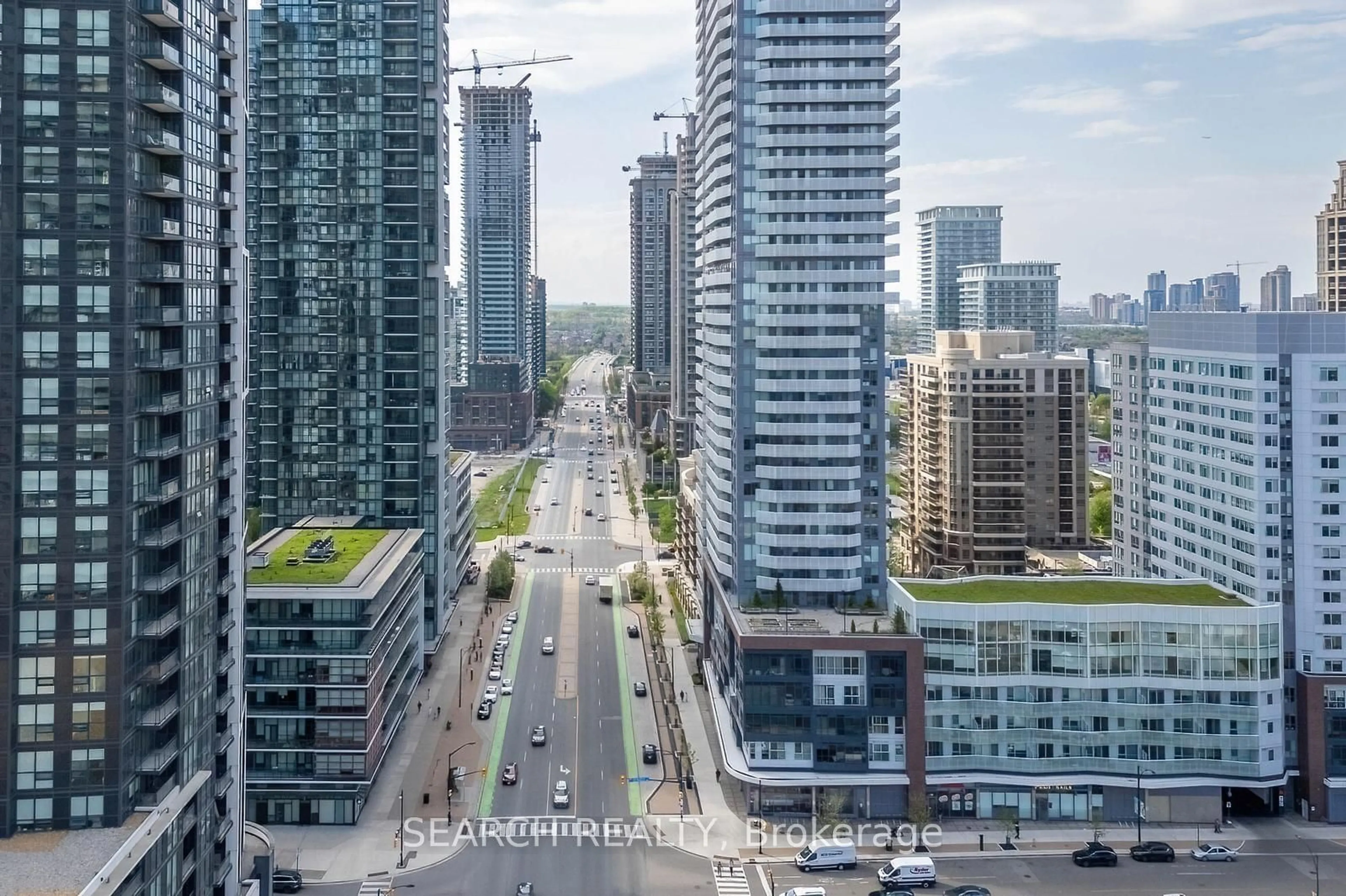 A pic from outside/outdoor area/front of a property/back of a property/a pic from drone, city buildings view from balcony for 4065 Confederation Pkwy #4212, Mississauga Ontario L5B 0L4