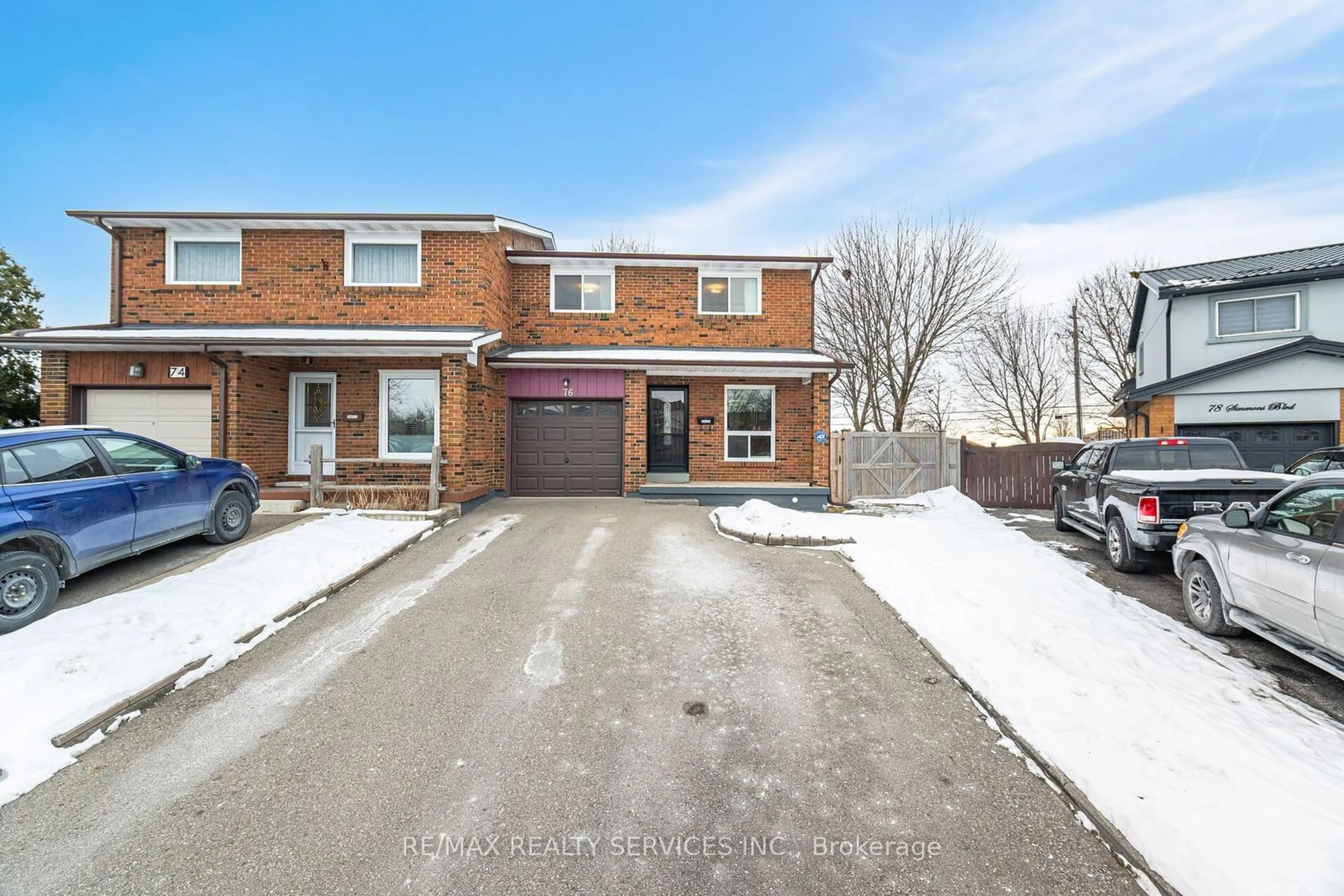 Home with brick exterior material, street for 76 Simmons Blvd, Brampton Ontario L6V 3V6