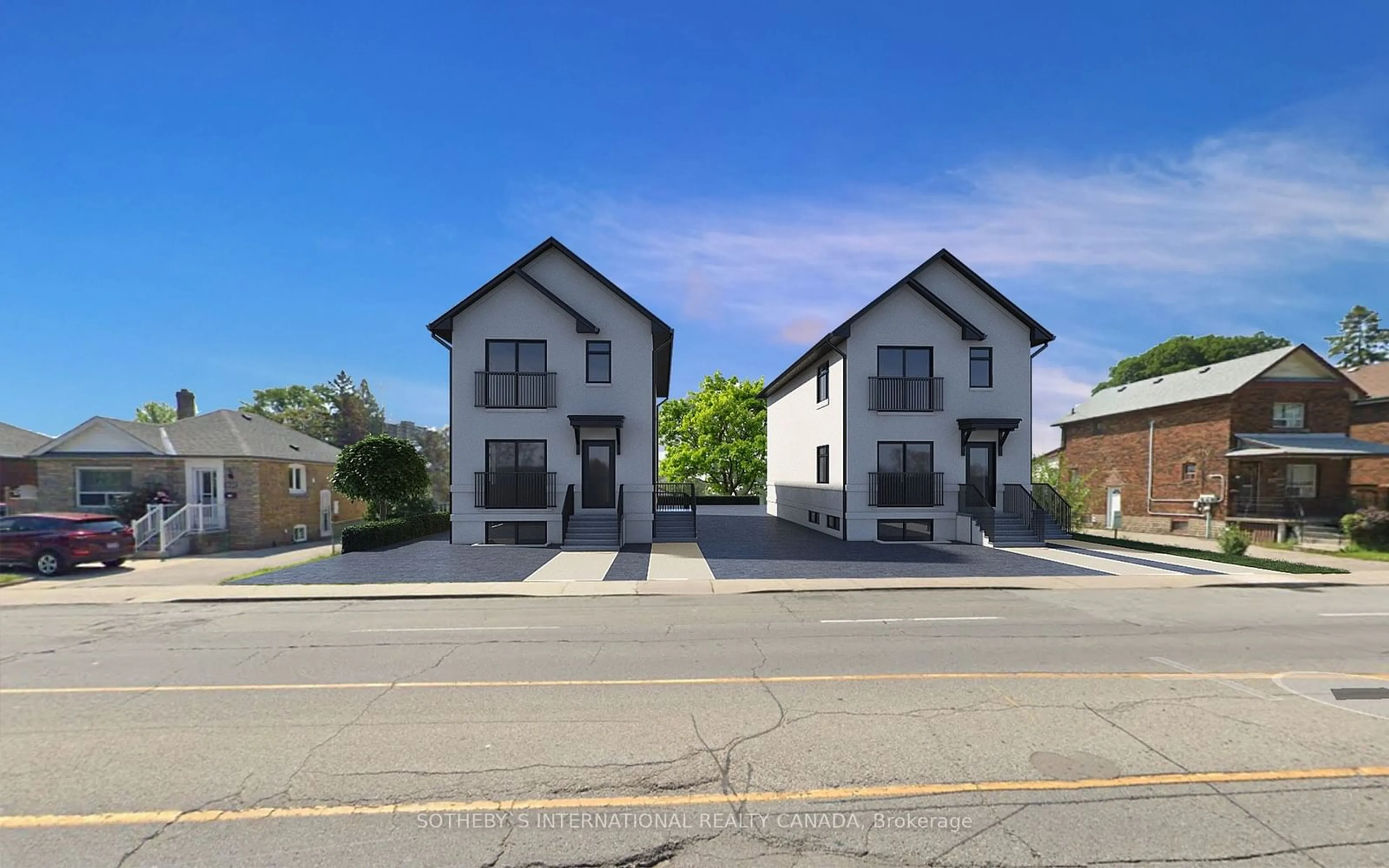 A pic from outside/outdoor area/front of a property/back of a property/a pic from drone, street for 1925 Lawrence Ave, Toronto Ontario M9N 1G8