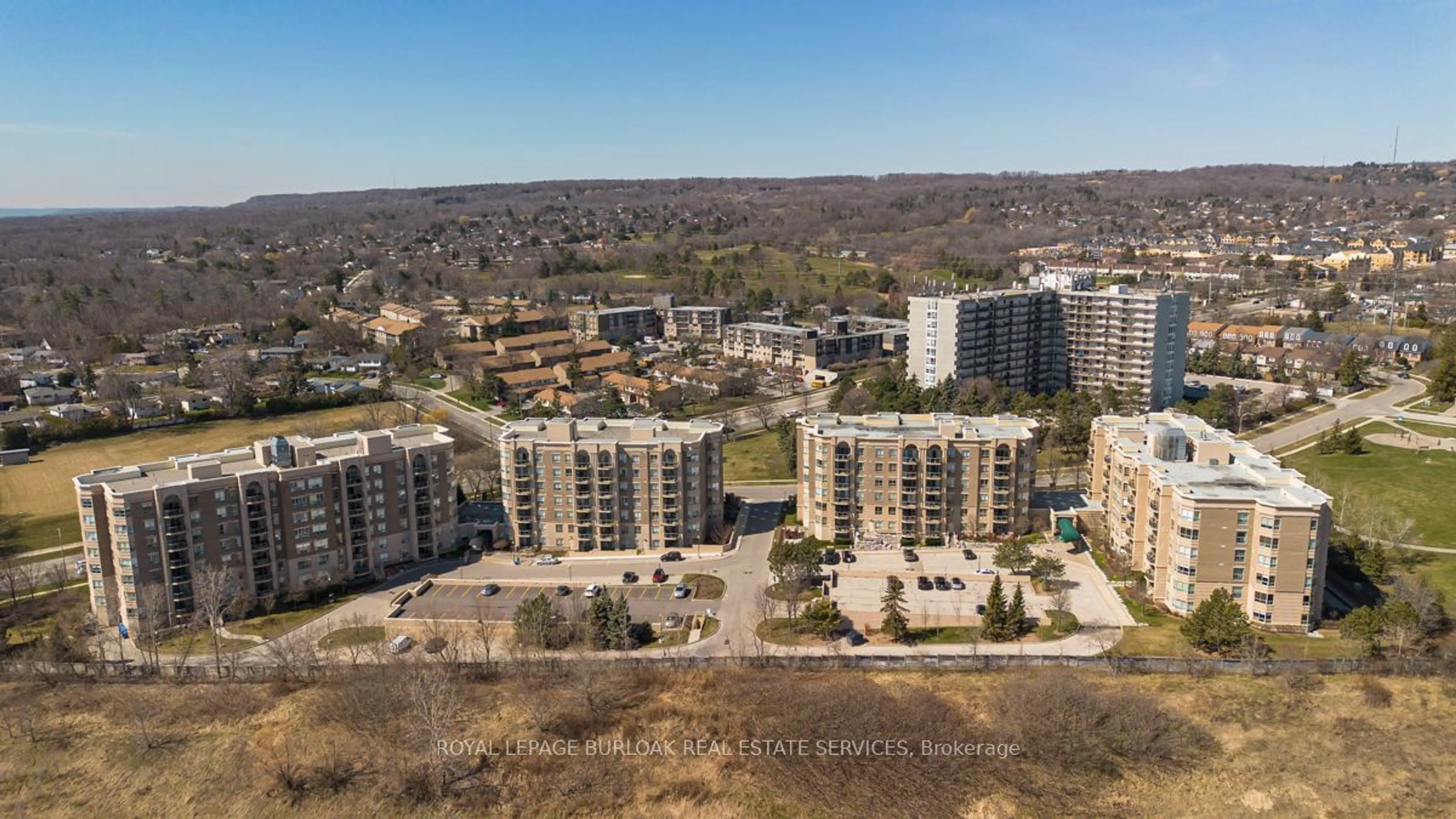 A pic from outside/outdoor area/front of a property/back of a property/a pic from drone, city buildings view from balcony for 2085 Amherst Heights Dr #502, Burlington Ontario L7P 5C2