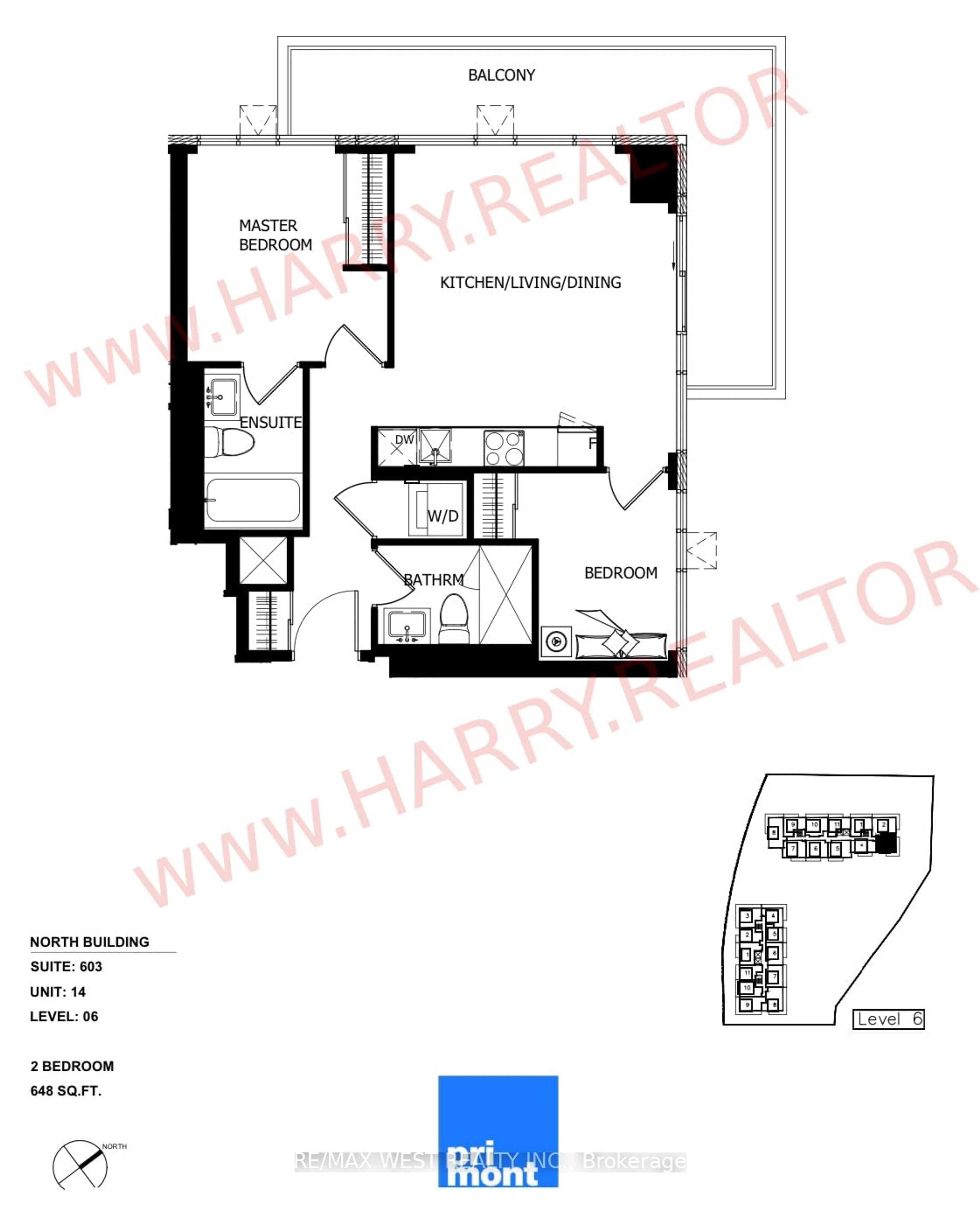 Floor plan for 225 Veterans Dr #603, Brampton Ontario L6Z 0E6