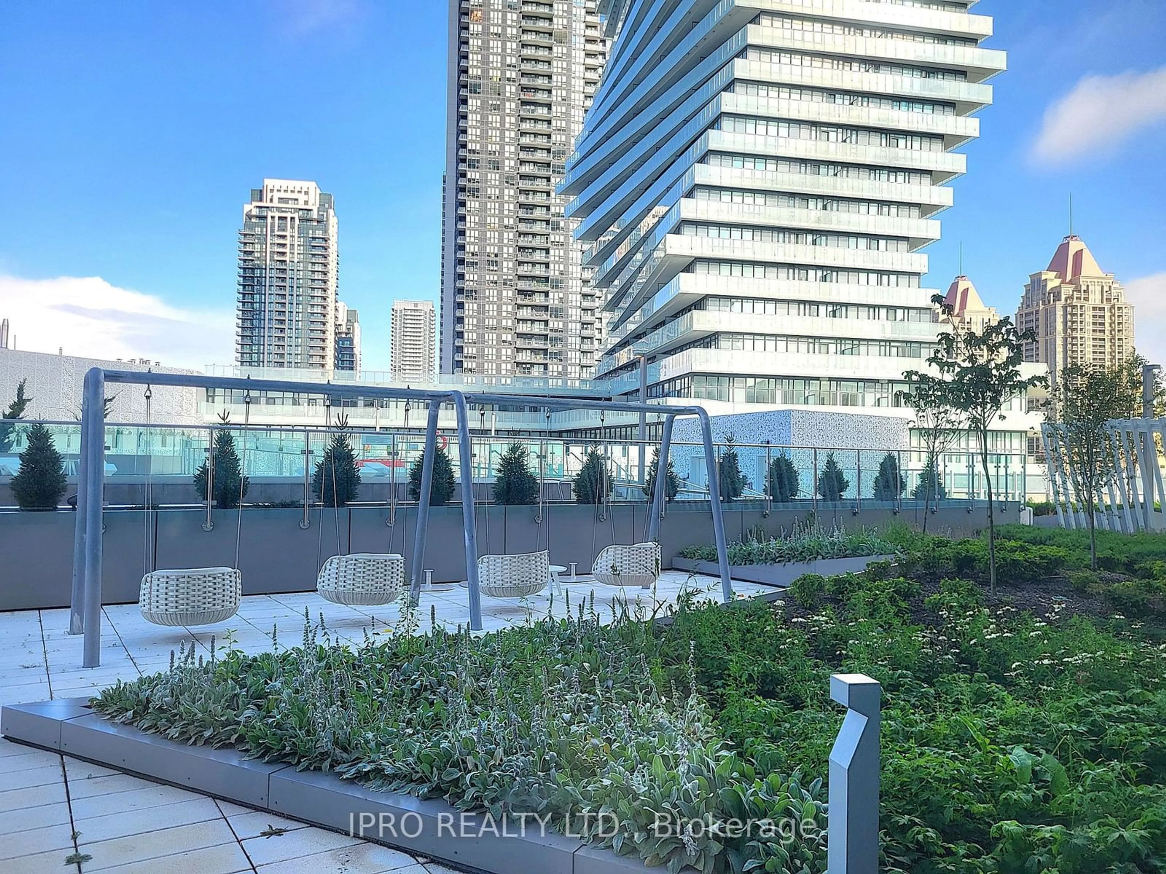 Patio, city buildings view from balcony for 3883 Quartz Rd #1906, Mississauga Ontario L5B 0M4