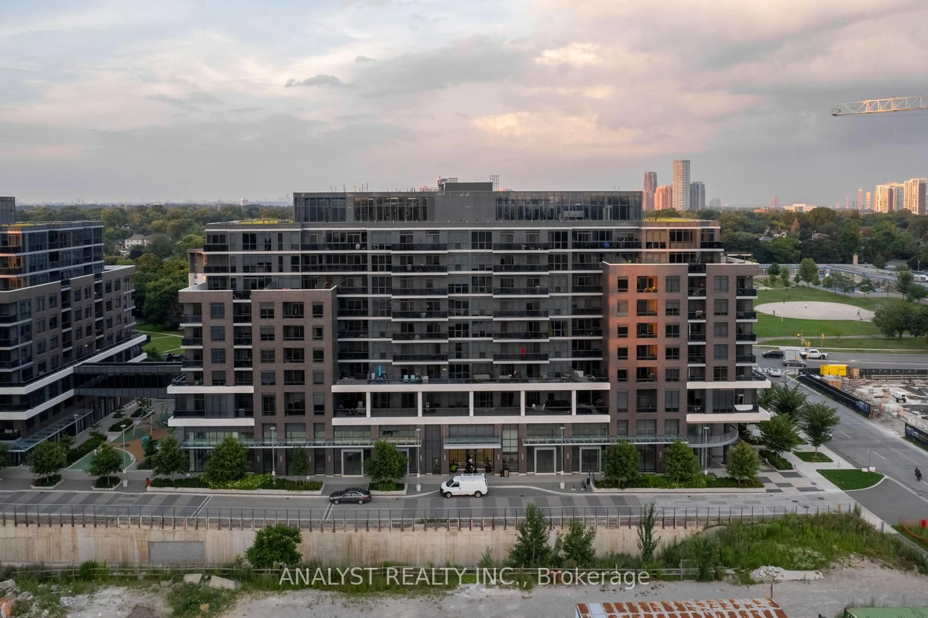 A pic from outside/outdoor area/front of a property/back of a property/a pic from drone, city buildings view from balcony for 10 Gibbs Rd #717, Toronto Ontario M9B 0E2