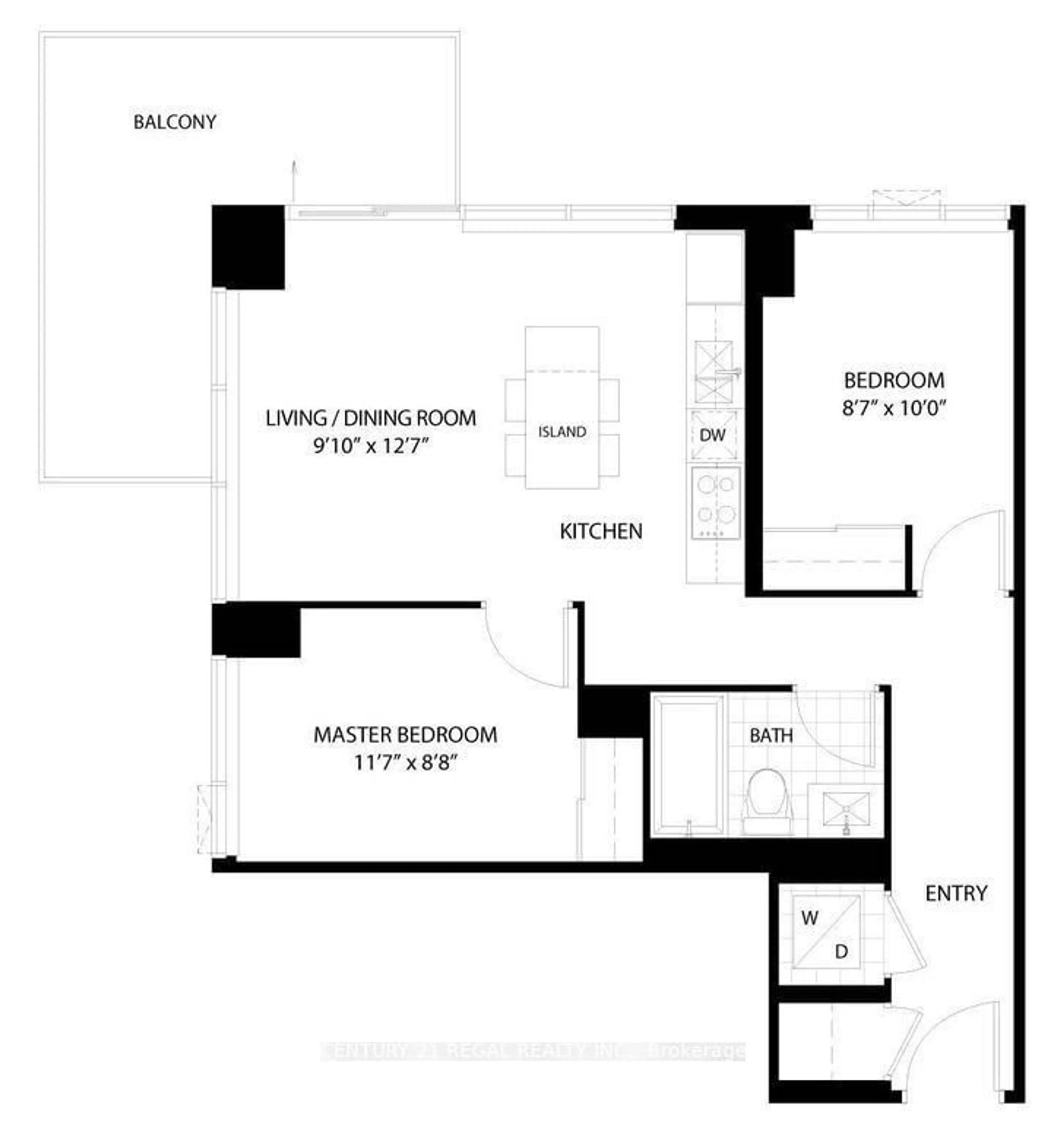 Floor plan for 1830 Bloor St #1115, Toronto Ontario M6P 0A2