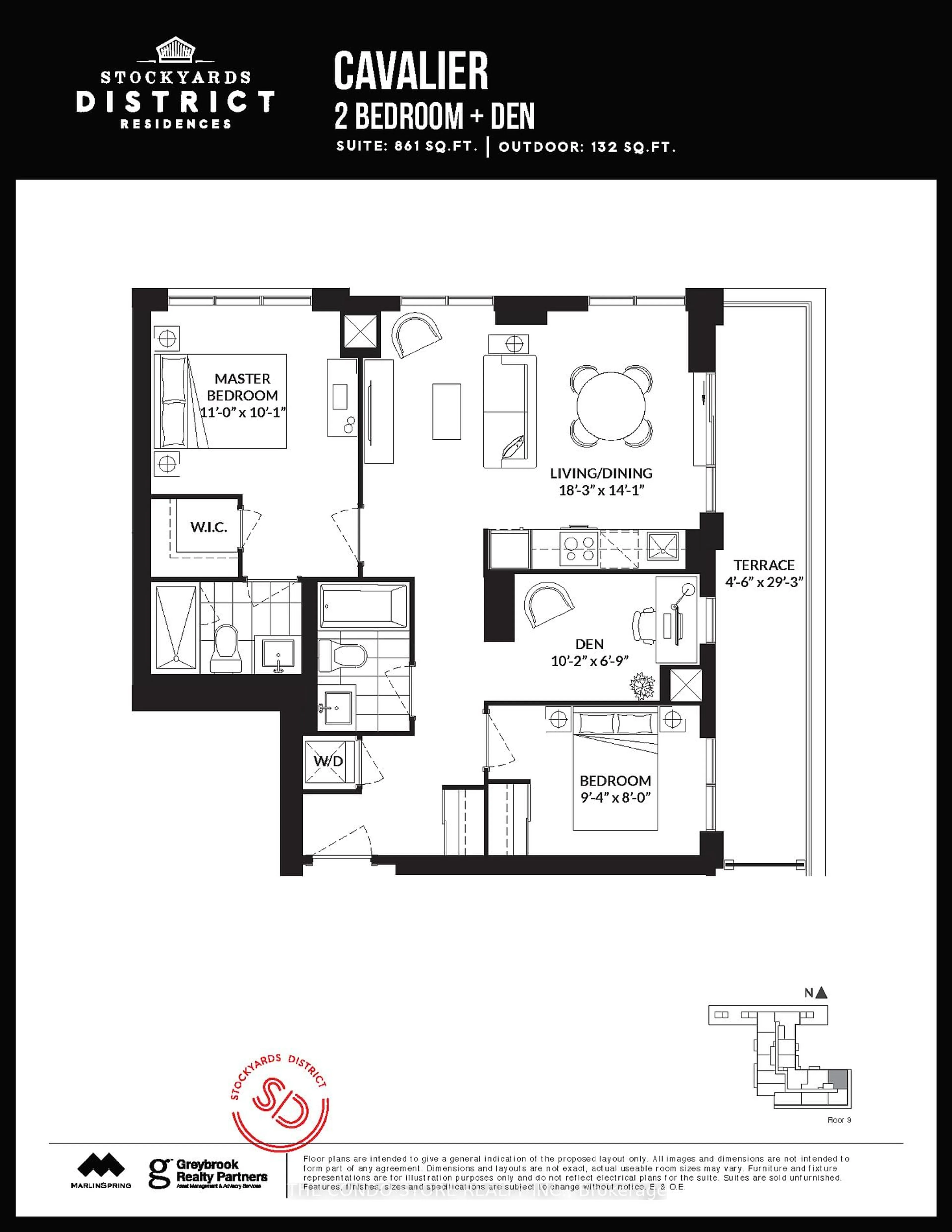 Floor plan for 2300 St. Clair Ave #907, Toronto Ontario M6N 1K8