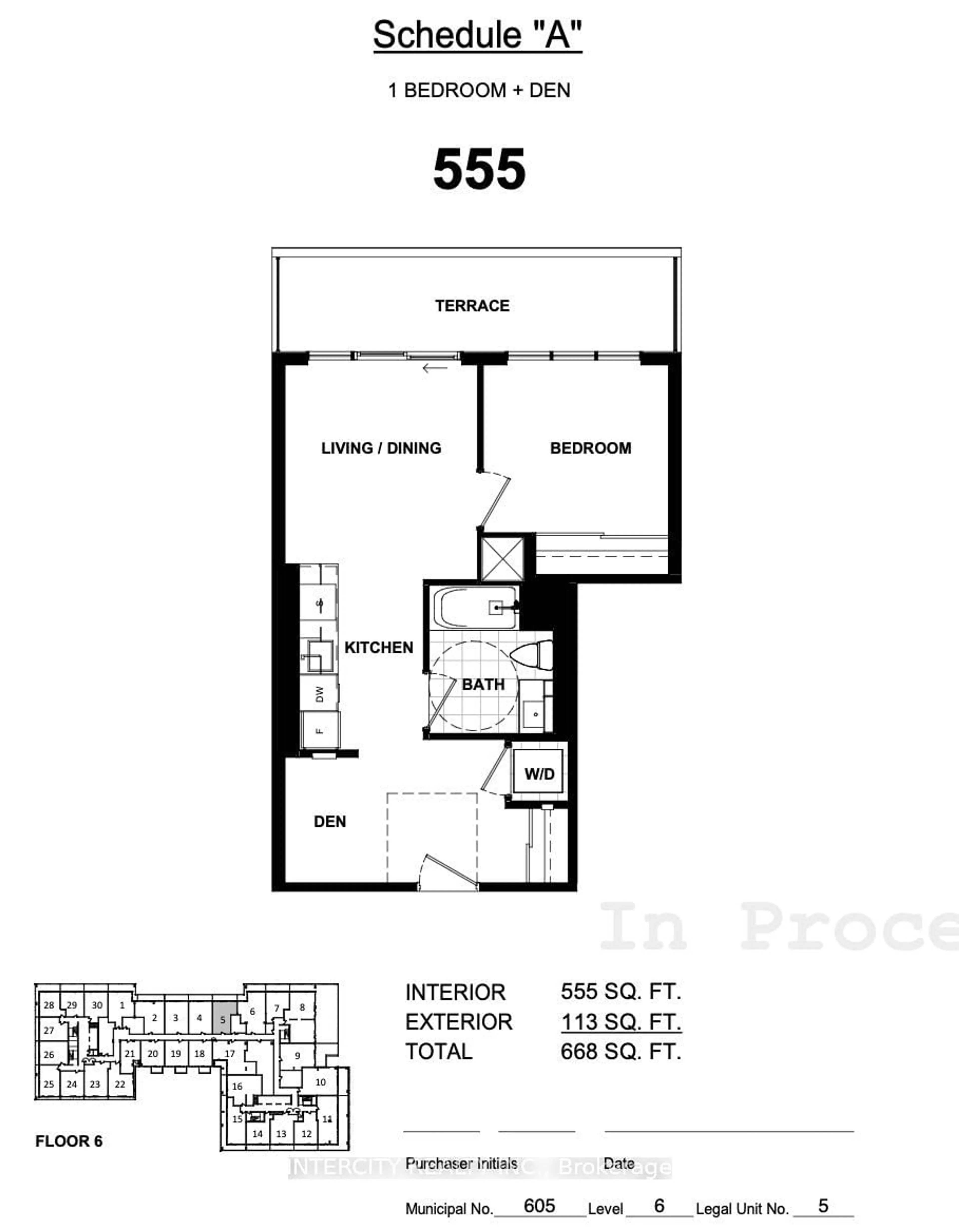 Floor plan for 1007 The Queensway Ave #605, Toronto Ontario M8Z 6C7