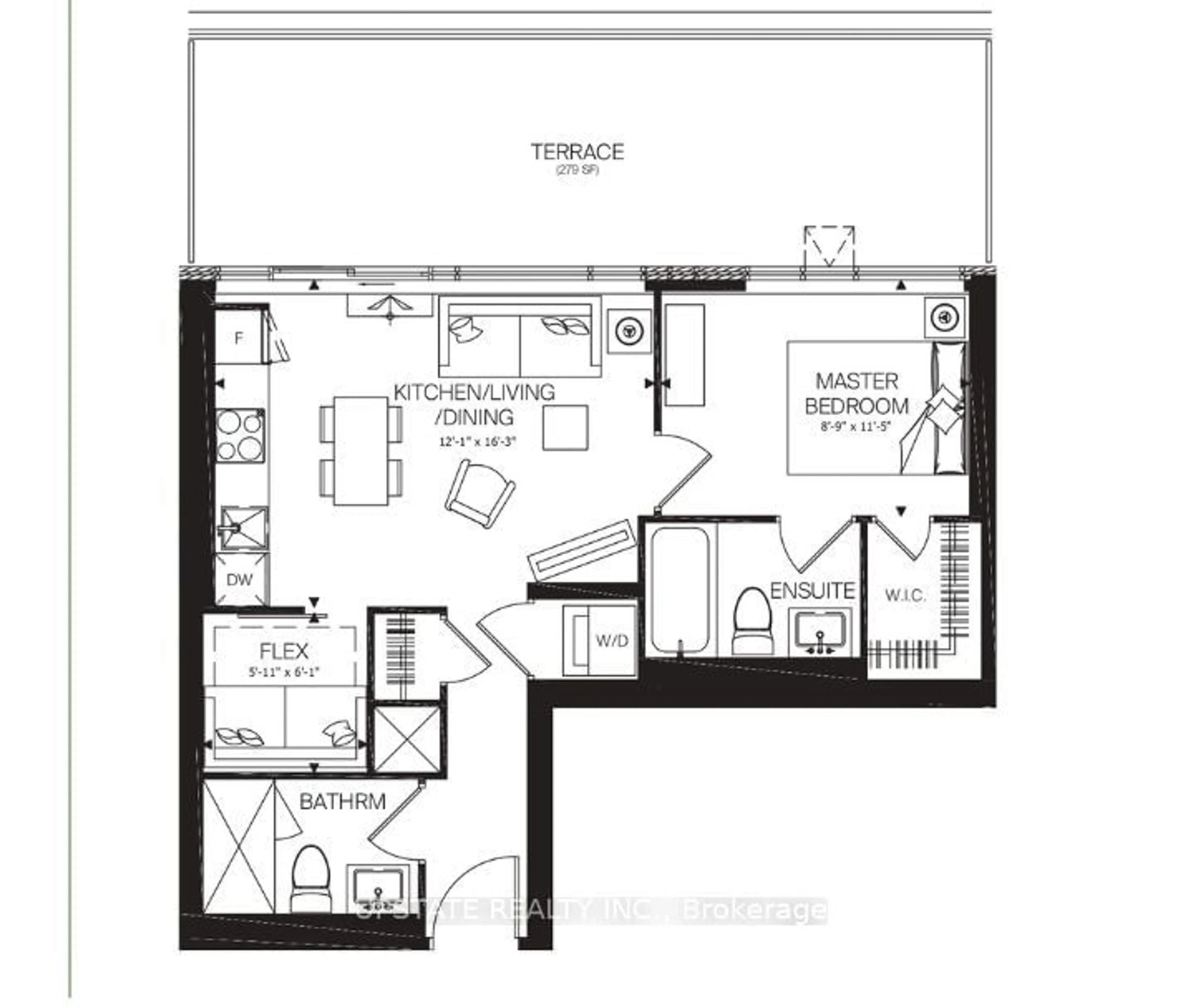 Floor plan for 225 Veterans Dr #909, Brampton Ontario L7A 5L7