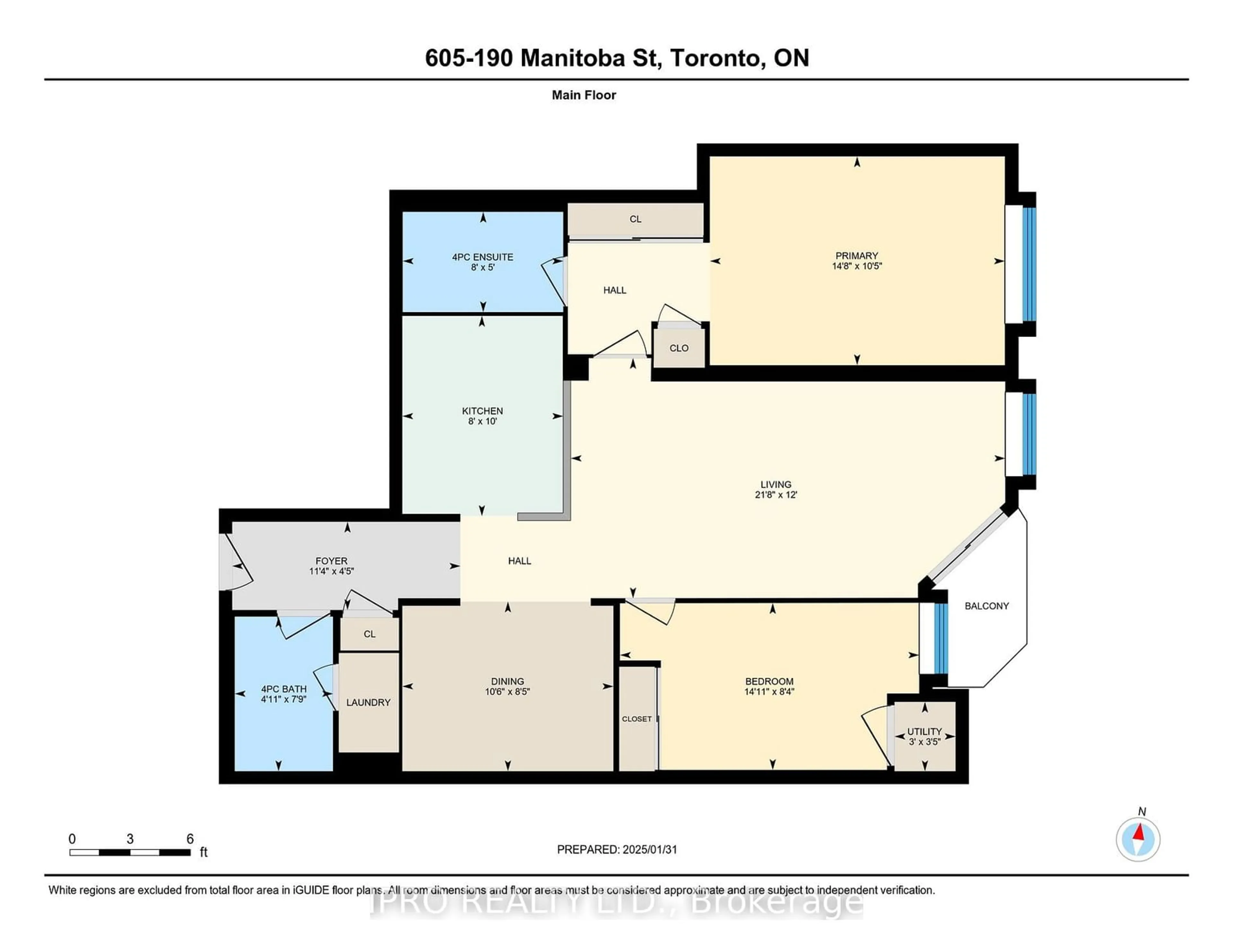 Floor plan for 190 Manitoba St #605, Toronto Ontario M8Y 3Y8