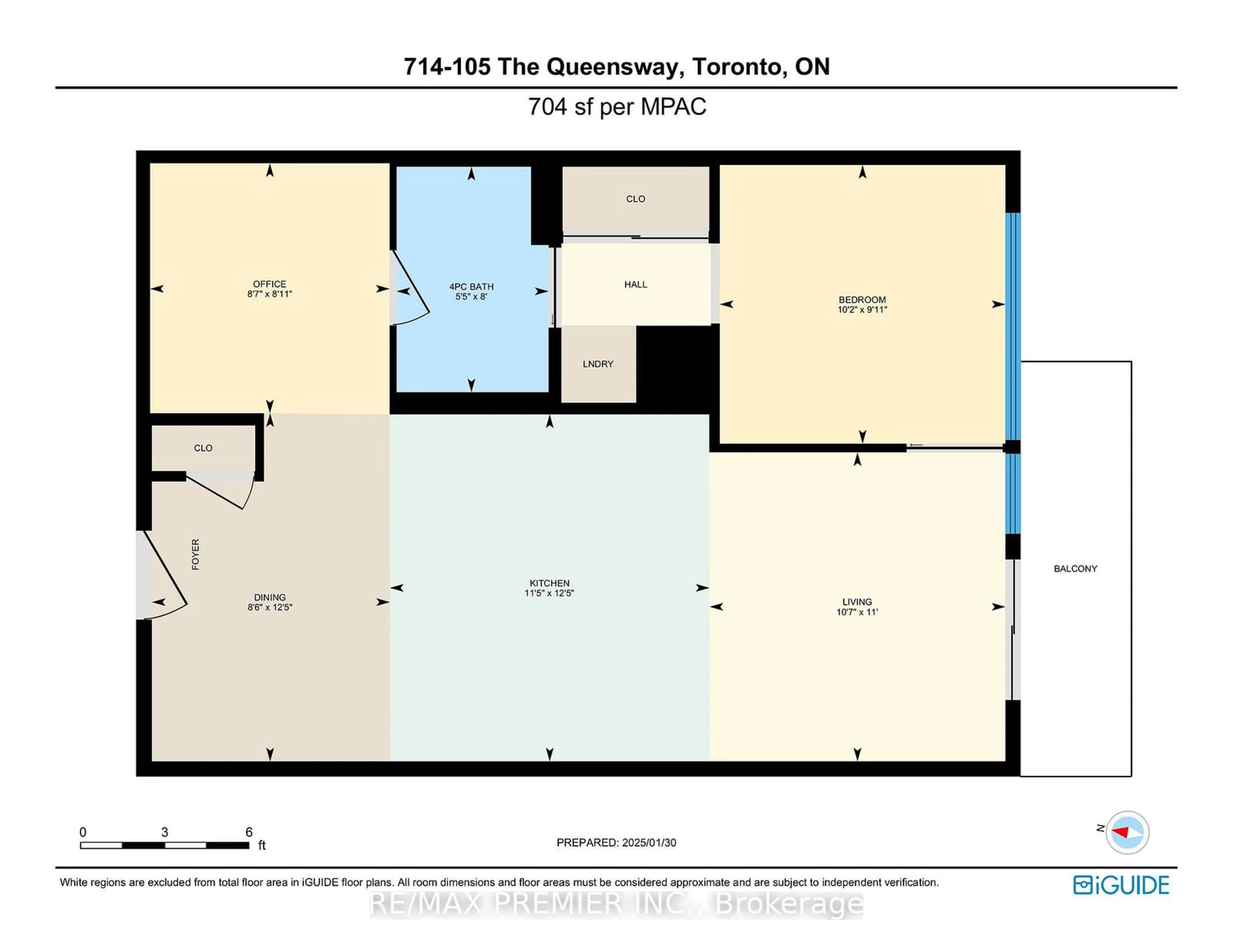 Floor plan for 105 The Queensway #714, Toronto Ontario M6S 5B5