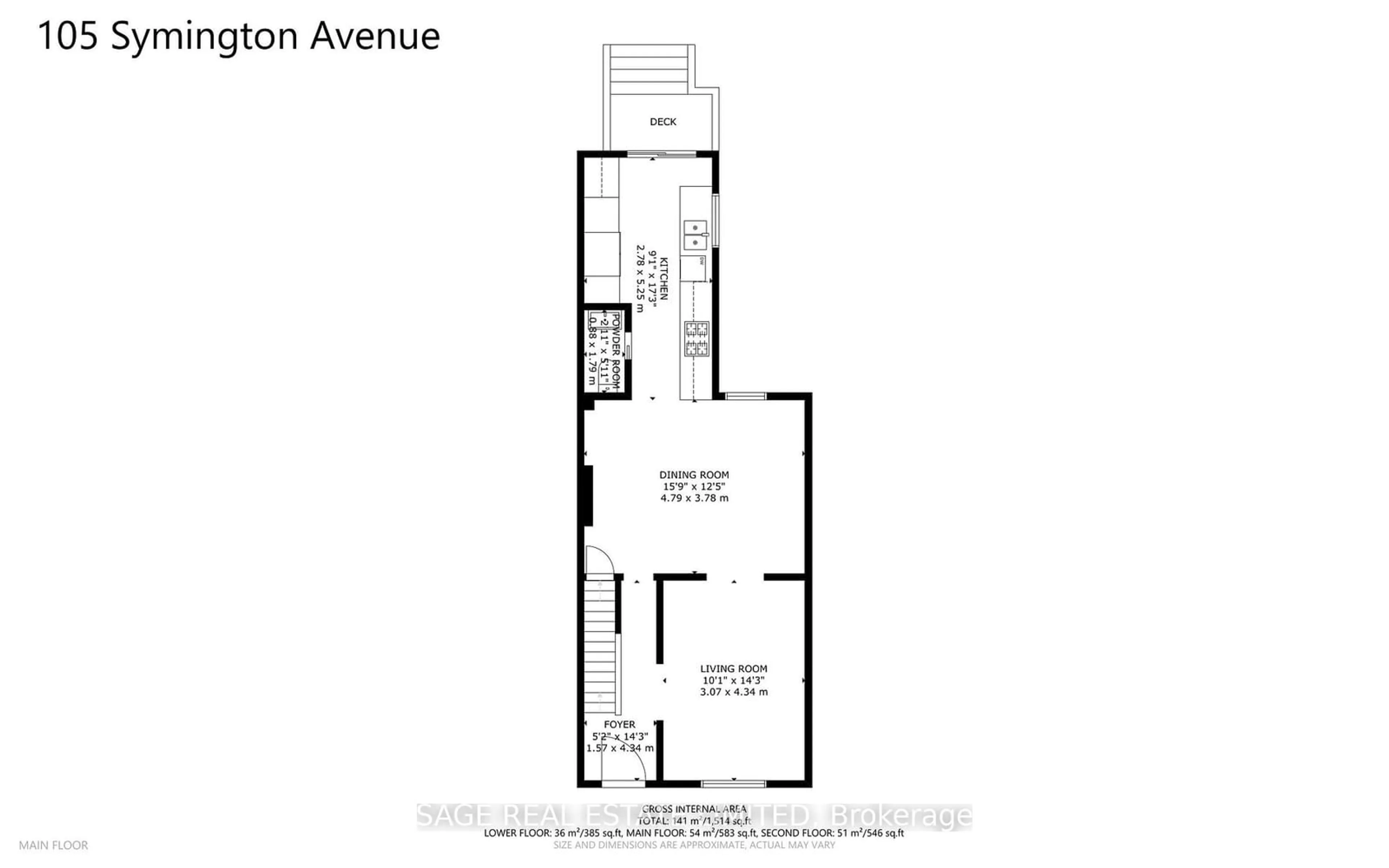 Floor plan for 105 Symington Ave, Toronto Ontario M6P 3W3