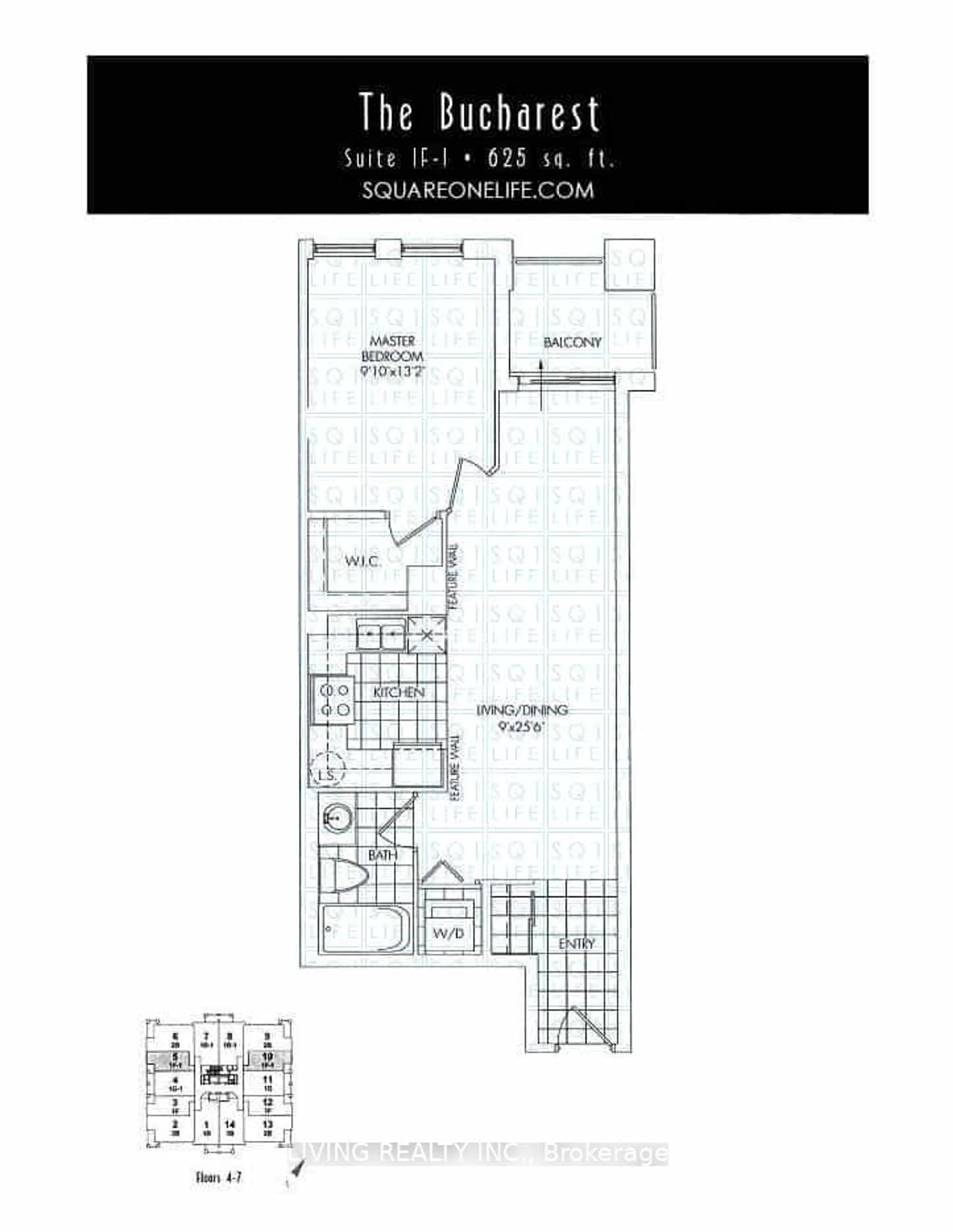 Floor plan for 388 Prince of Wales Dr #505, Mississauga Ontario L5B 0A1