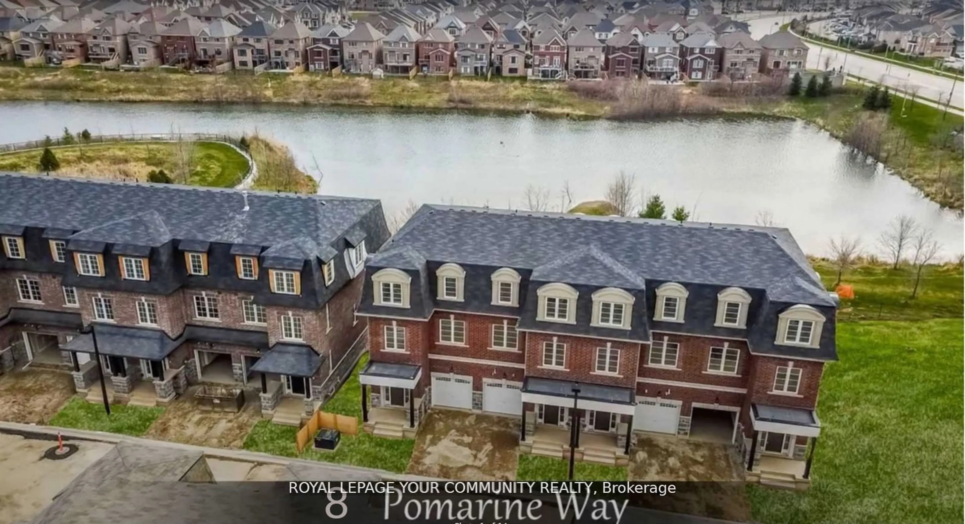 A pic from outside/outdoor area/front of a property/back of a property/a pic from drone, water/lake/river/ocean view for 8 Pomarine Way, Brampton Ontario L6X 0E4