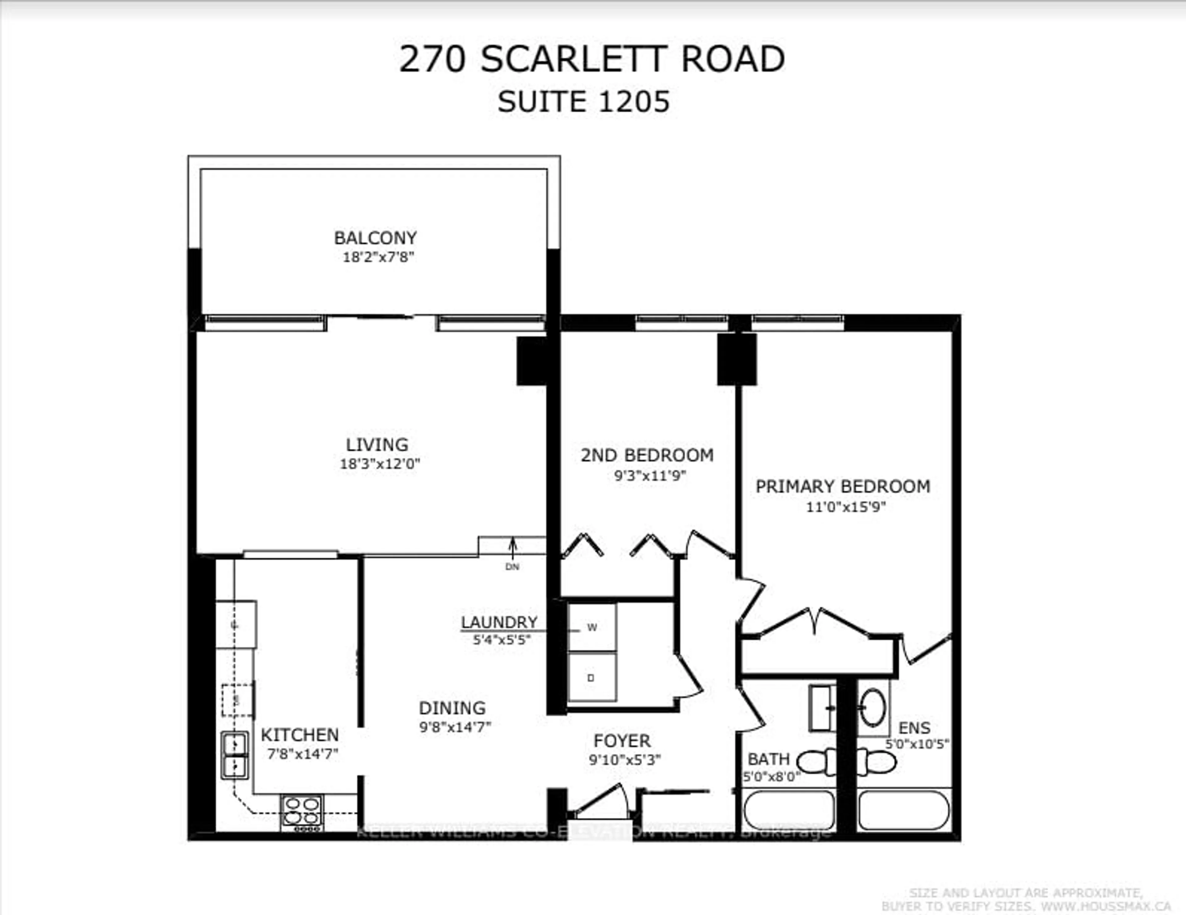 Floor plan for 270 Scarlett Rd #1205, Toronto Ontario M6N 4X7