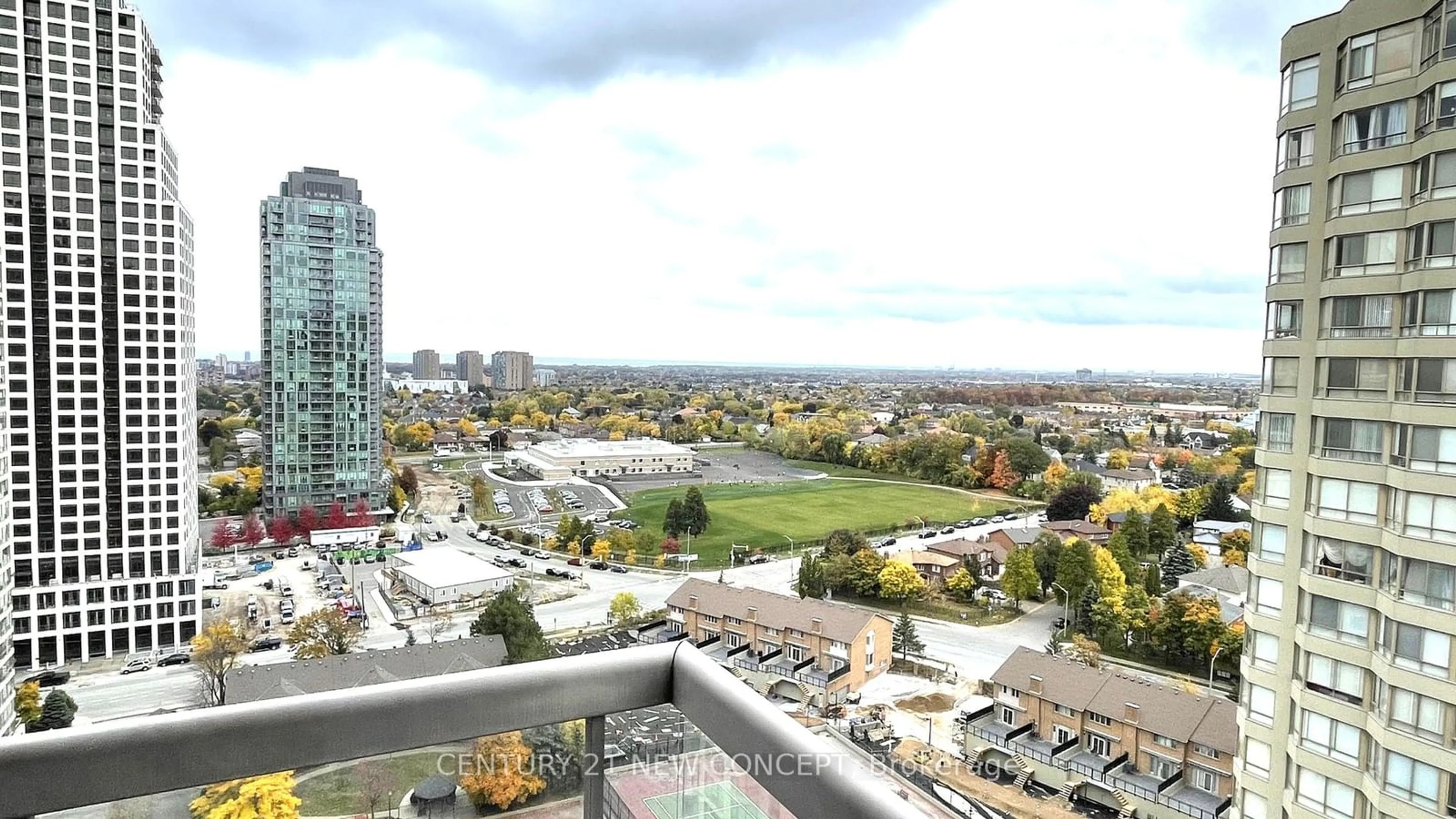 A pic from outside/outdoor area/front of a property/back of a property/a pic from drone, city buildings view from balcony for 156 Enfield Pl #2310, Mississauga Ontario L5B 4L8